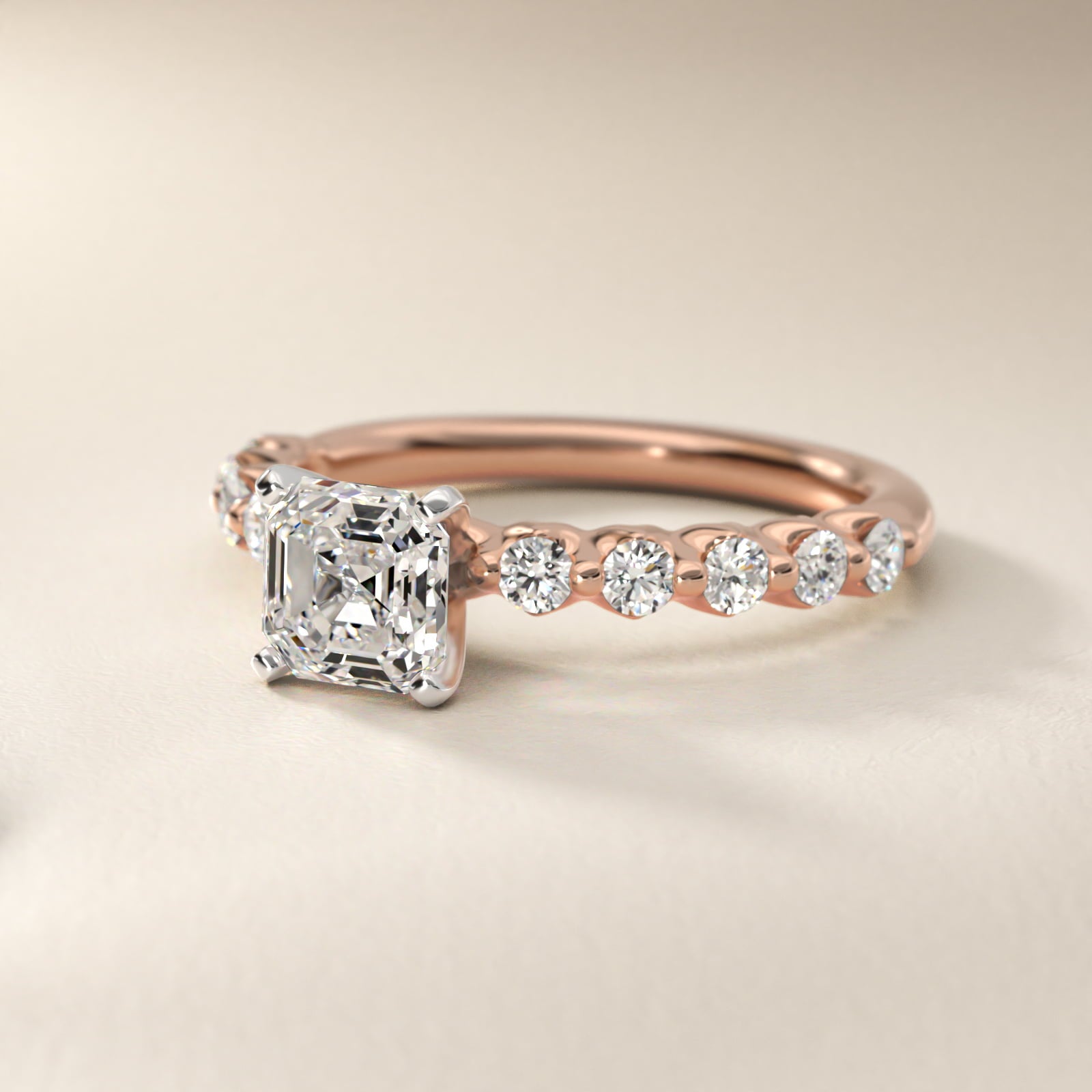 Floating Diamond Engagement Ring in 14k Rose Gold (3/8 ct.tw.) - Asscher Center