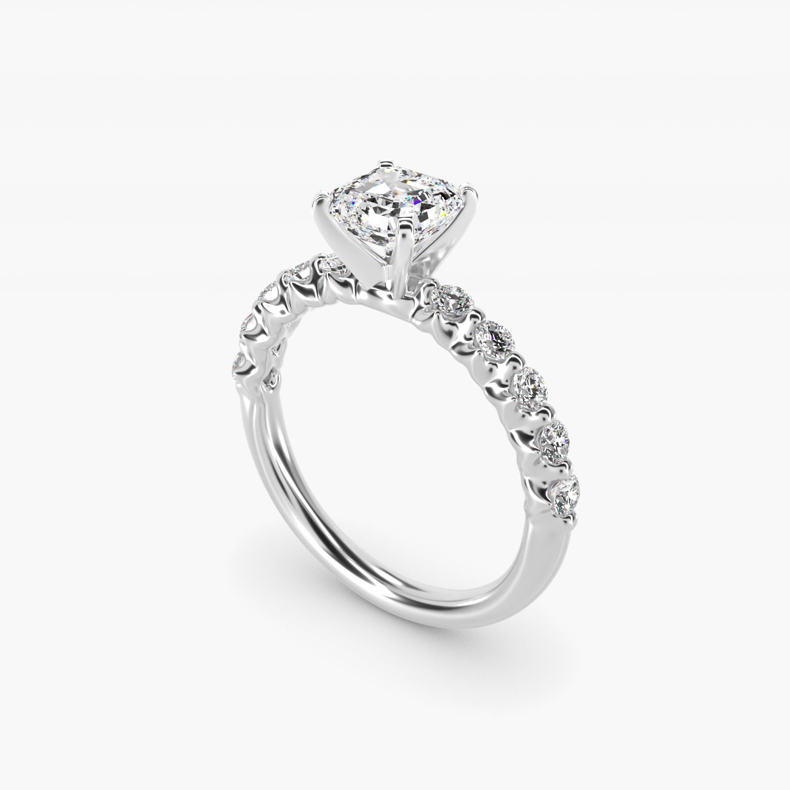 Floating Diamond Engagement Ring in Platinum (3/8 ct.wt.) - Asscher Center