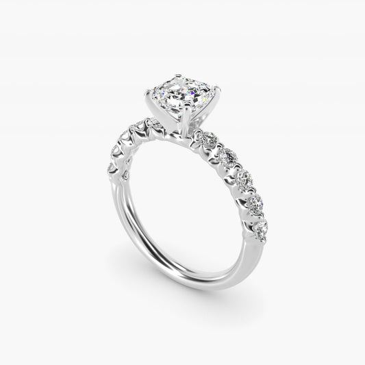 Floating Diamond Engagement Ring in Platinum (3/8 ct.wt.) - Asscher Center