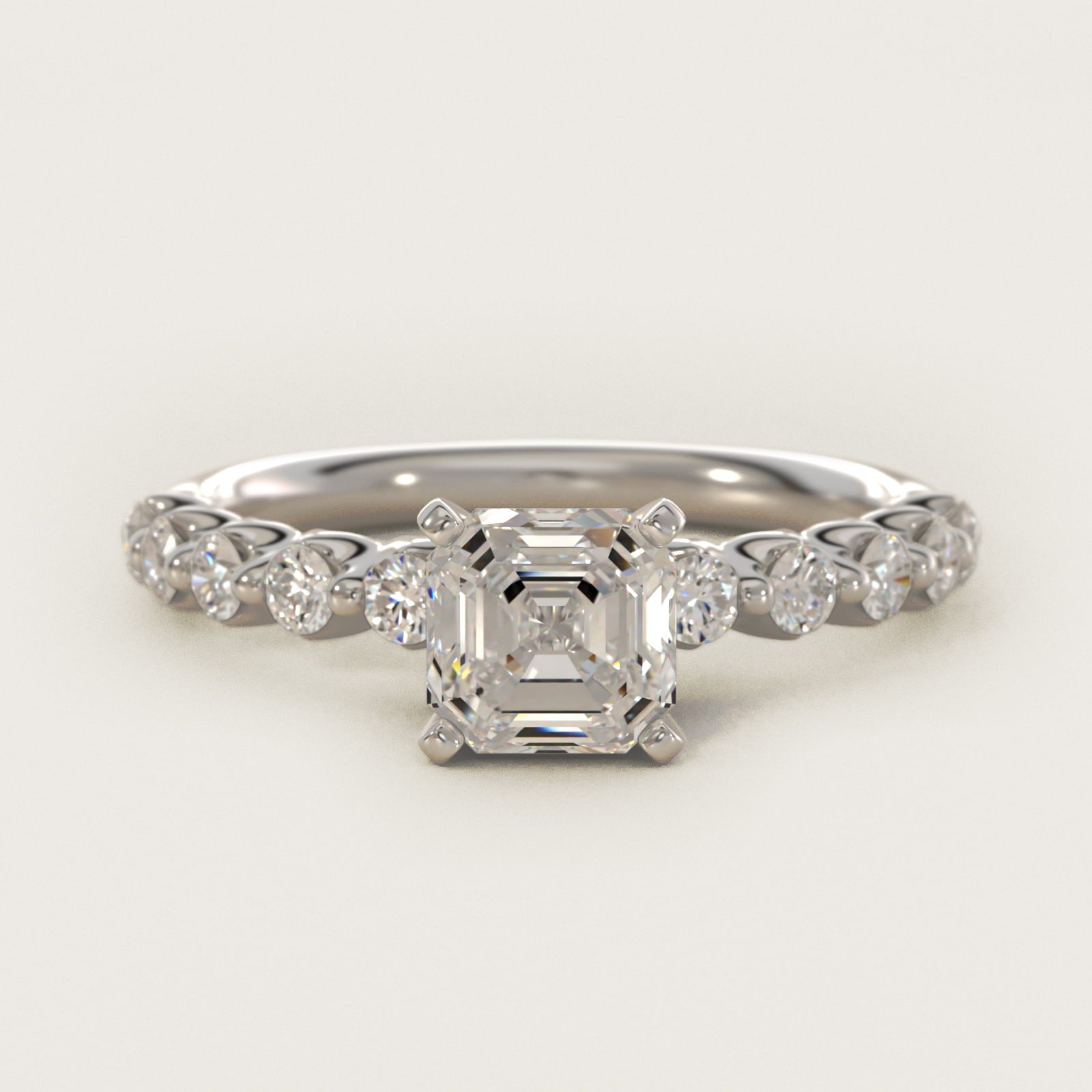 Floating Diamond Engagement Ring in Platinum (3/8 ct.wt.) - Asscher Center