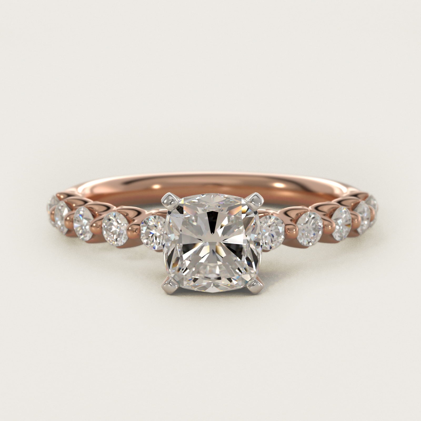 Floating Diamond Engagement Ring in 14k Rose Gold (3/8 ct.tw.) - Cushion Center