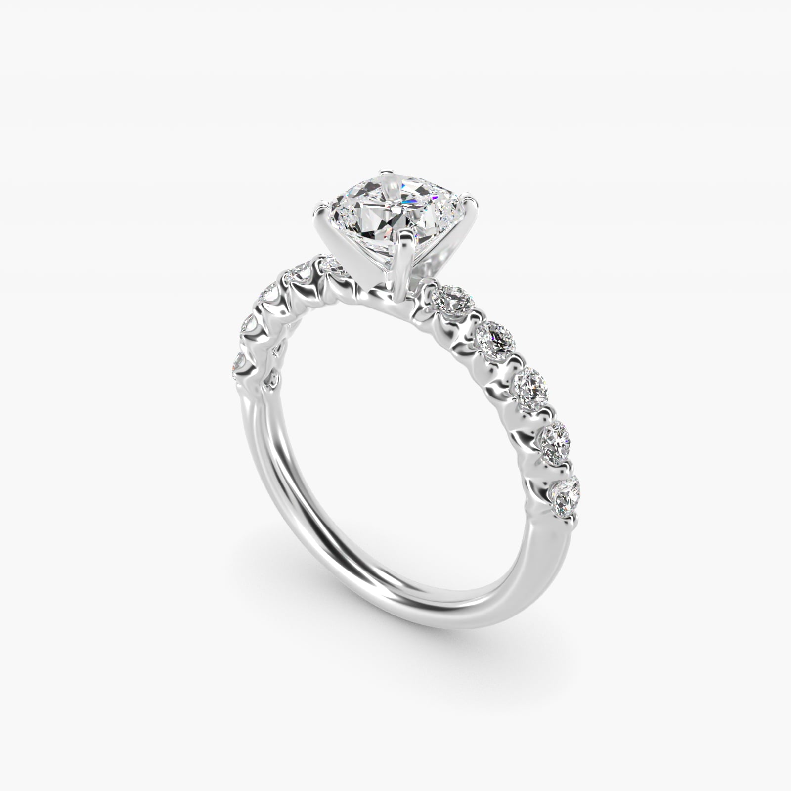 Floating Diamond Engagement Ring in 14k White Gold (3/8 ct.tw.) - Cushion Center