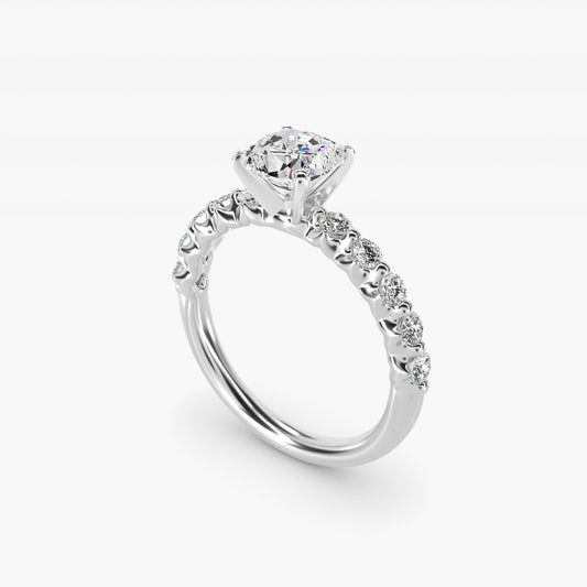Floating Diamond Engagement Ring in 14k White Gold (3/8 ct.tw.) - Cushion Center