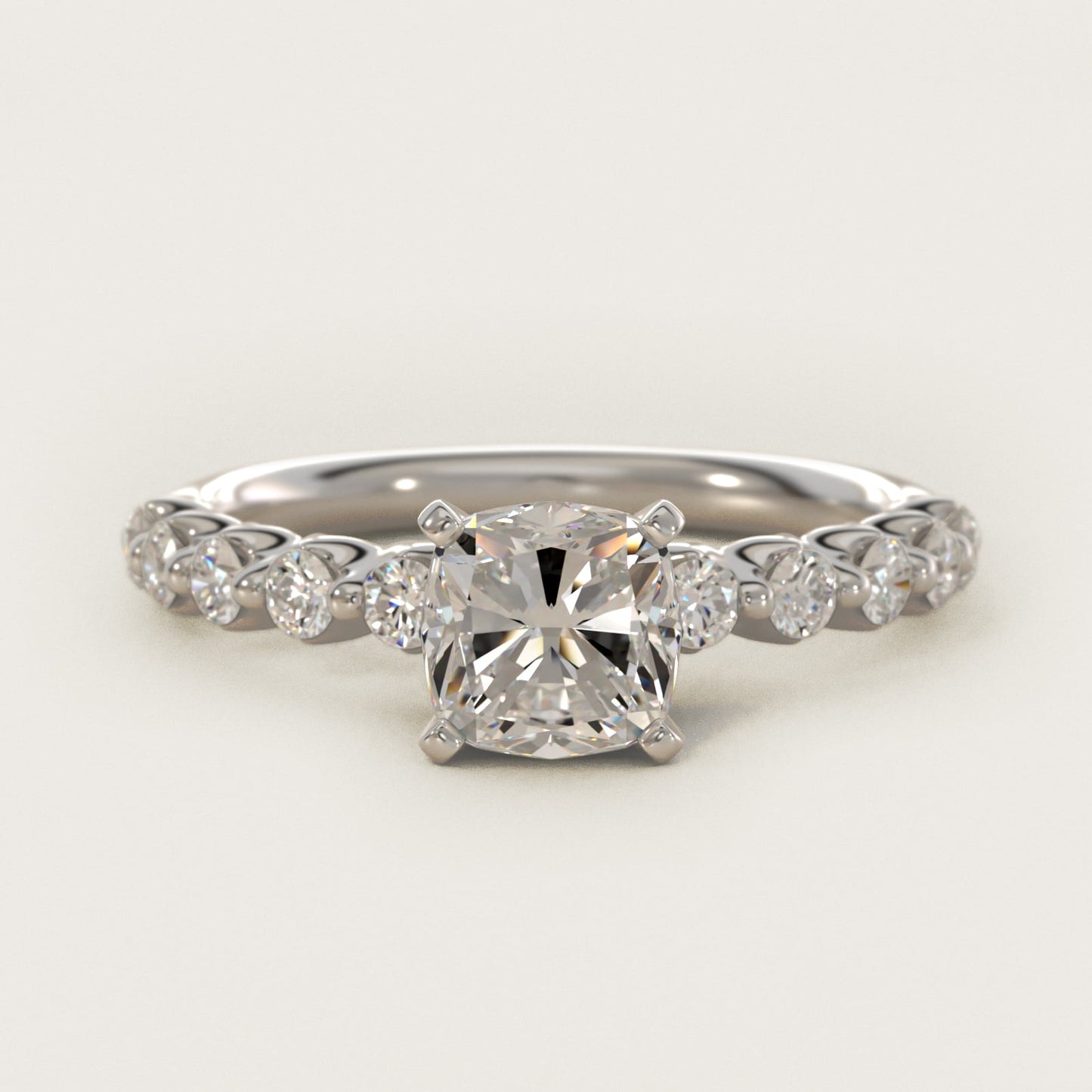 Floating Diamond Engagement Ring in 14k White Gold (3/8 ct.tw.) - Cushion Center