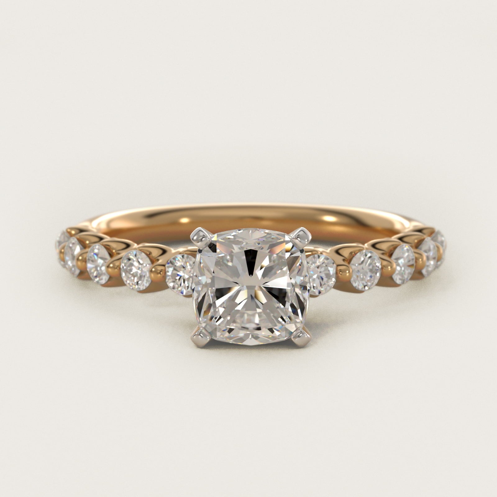 Floating Diamond Engagement Ring in 14k Yellow Gold (3/8 ct.tw.) - Cushion Center