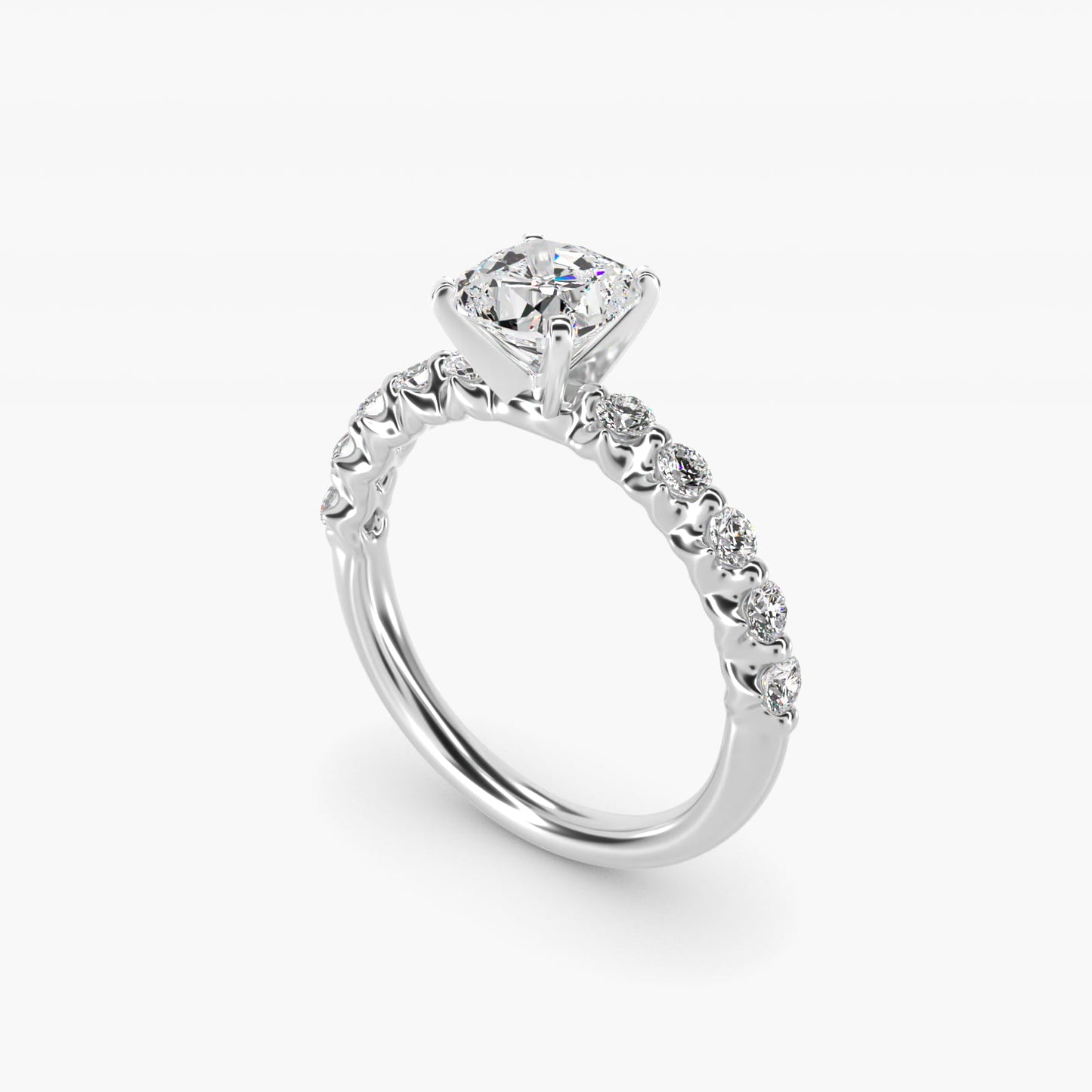 Floating Diamond Engagement Ring in Platinum (3/8 ct.wt.) - Cushion Center