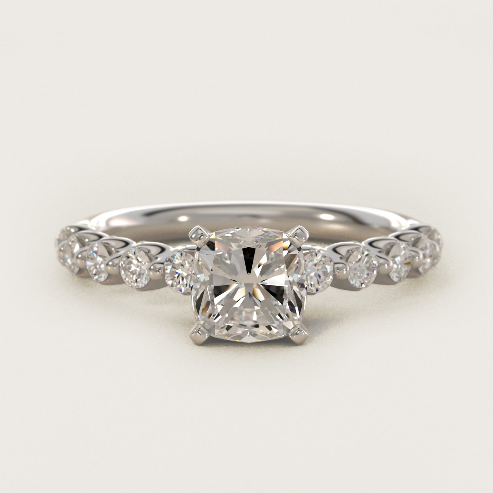 Floating Diamond Engagement Ring in Platinum (3/8 ct.wt.) - Cushion Center
