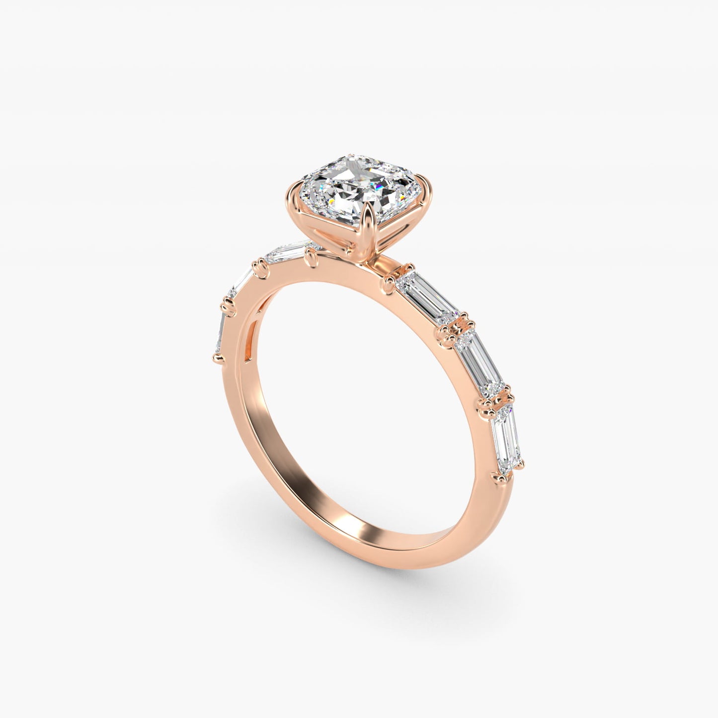 Floating Diamond Line Side Stone Engagement Ring In 14K Rose Gold By James Allen - Asscher Center