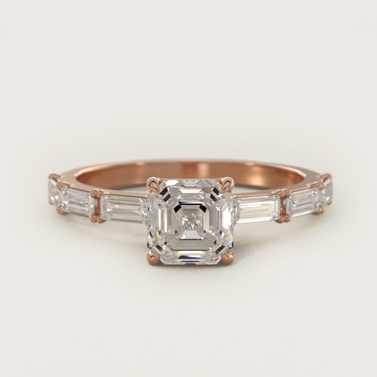 Floating Diamond Line Side Stone Engagement Ring In 18k Rose Gold By James Allen - Asscher Center