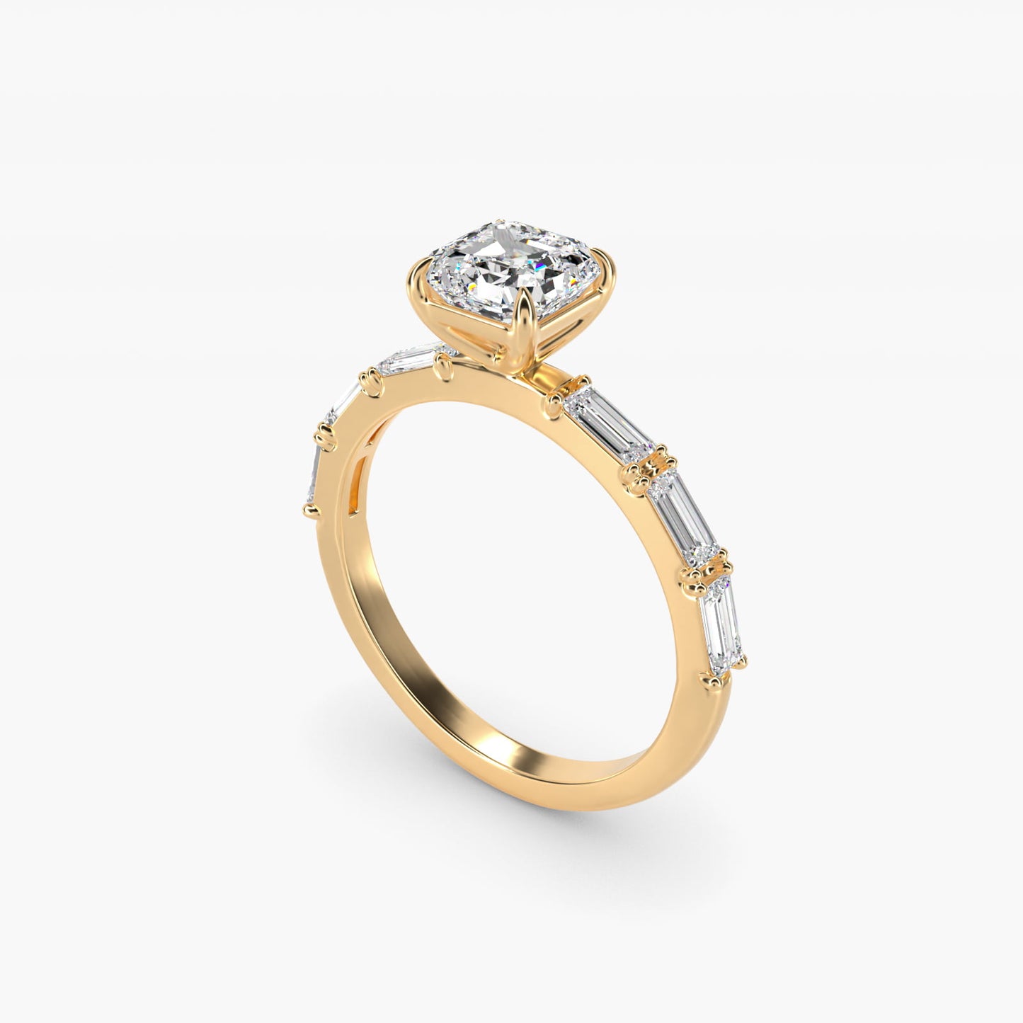 Floating Diamond Line Side Stone Engagement Ring In 18k Yellow Gold By James Allen - Asscher Center