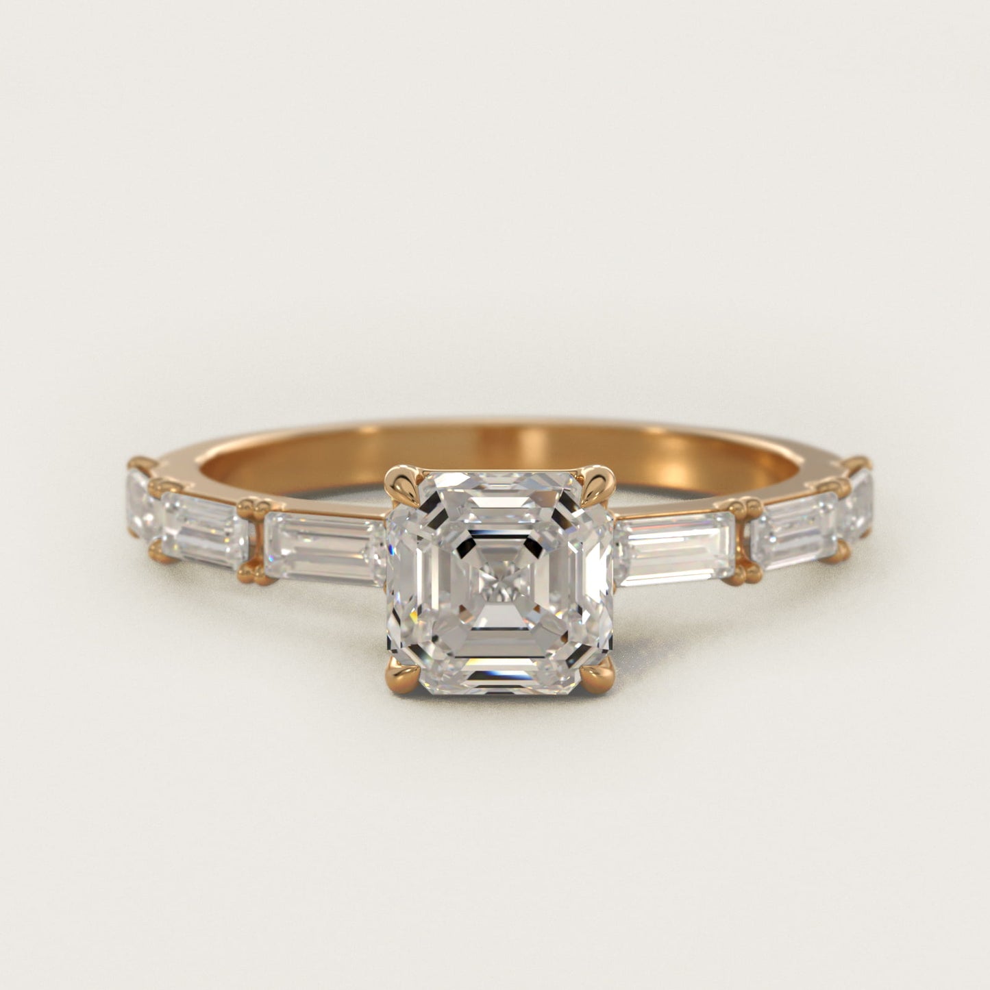 Floating Diamond Line Side Stone Engagement Ring In 18k Yellow Gold By James Allen - Asscher Center