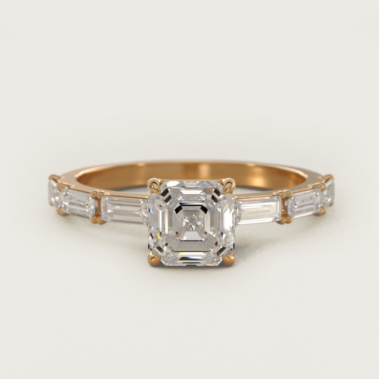 Floating Diamond Line Side Stone Engagement Ring In 18k Yellow Gold By James Allen - Asscher Center
