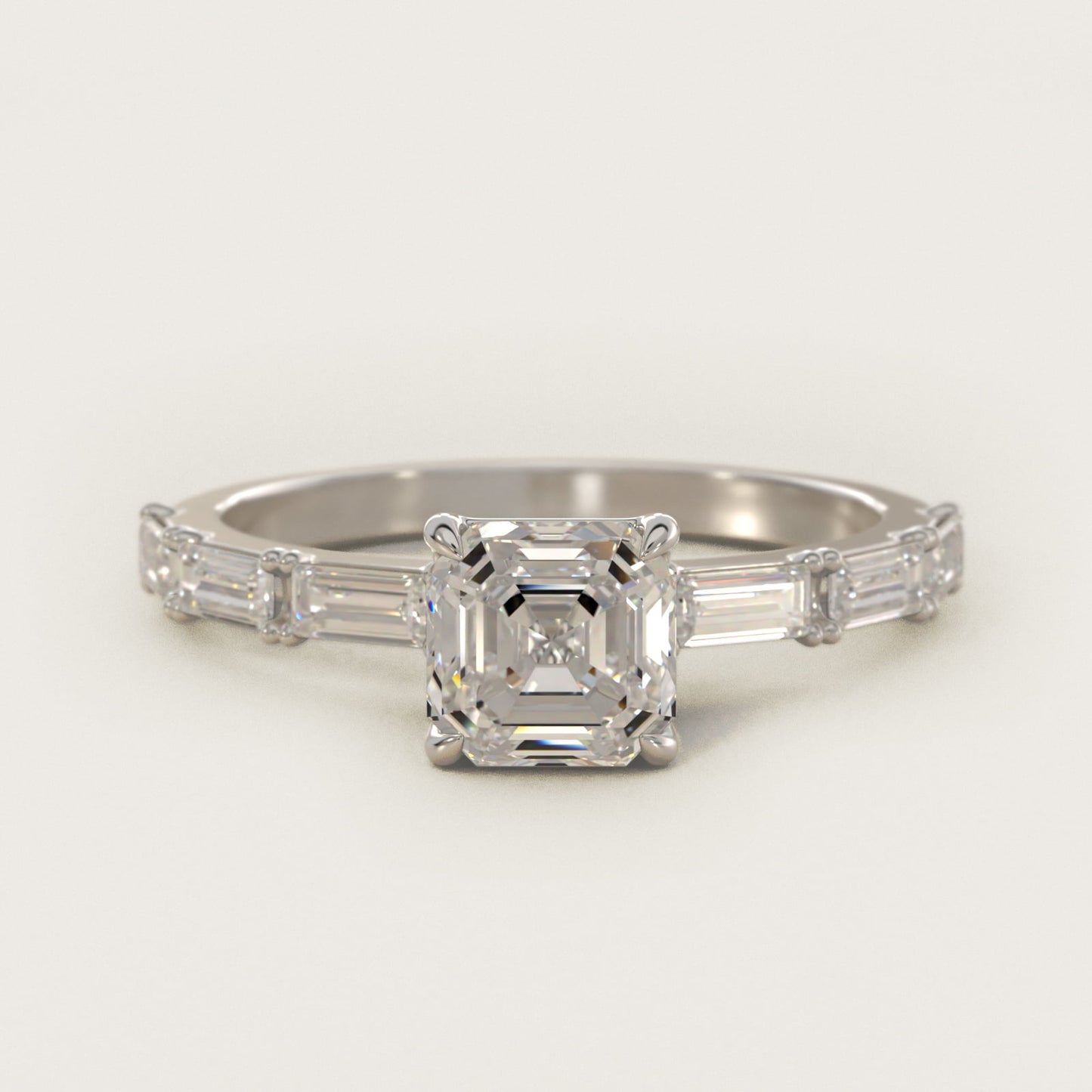 Floating Diamond Line Side Stone Engagement Ring In Platinum By James Allen - Asscher Center