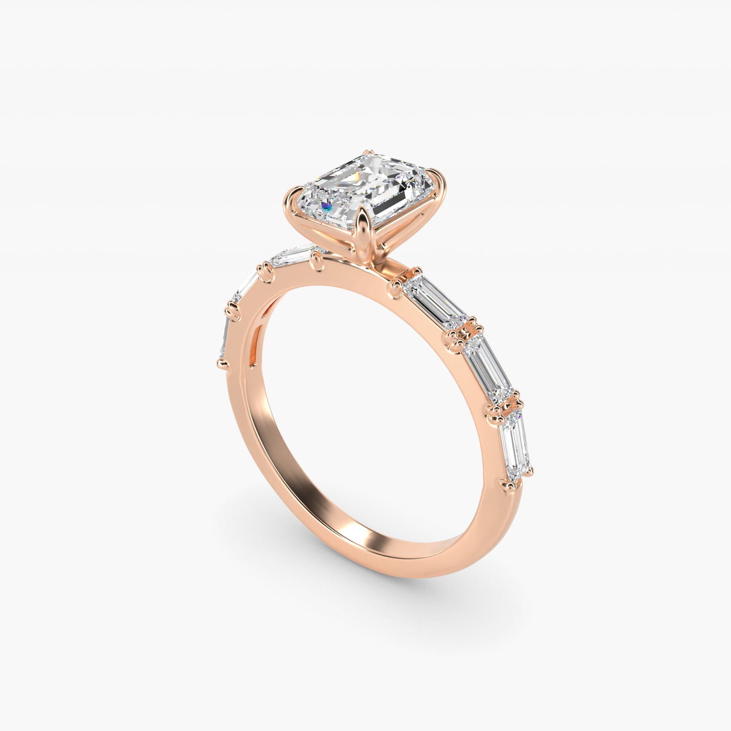 Floating Diamond Line Side Stone Engagement Ring In 14K Rose Gold By James Allen - Emerald Center