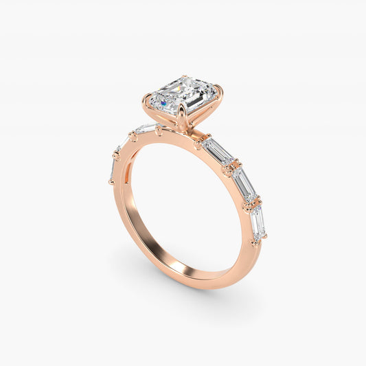 Floating Diamond Line Side Stone Engagement Ring In 14K Rose Gold By James Allen - Emerald Center