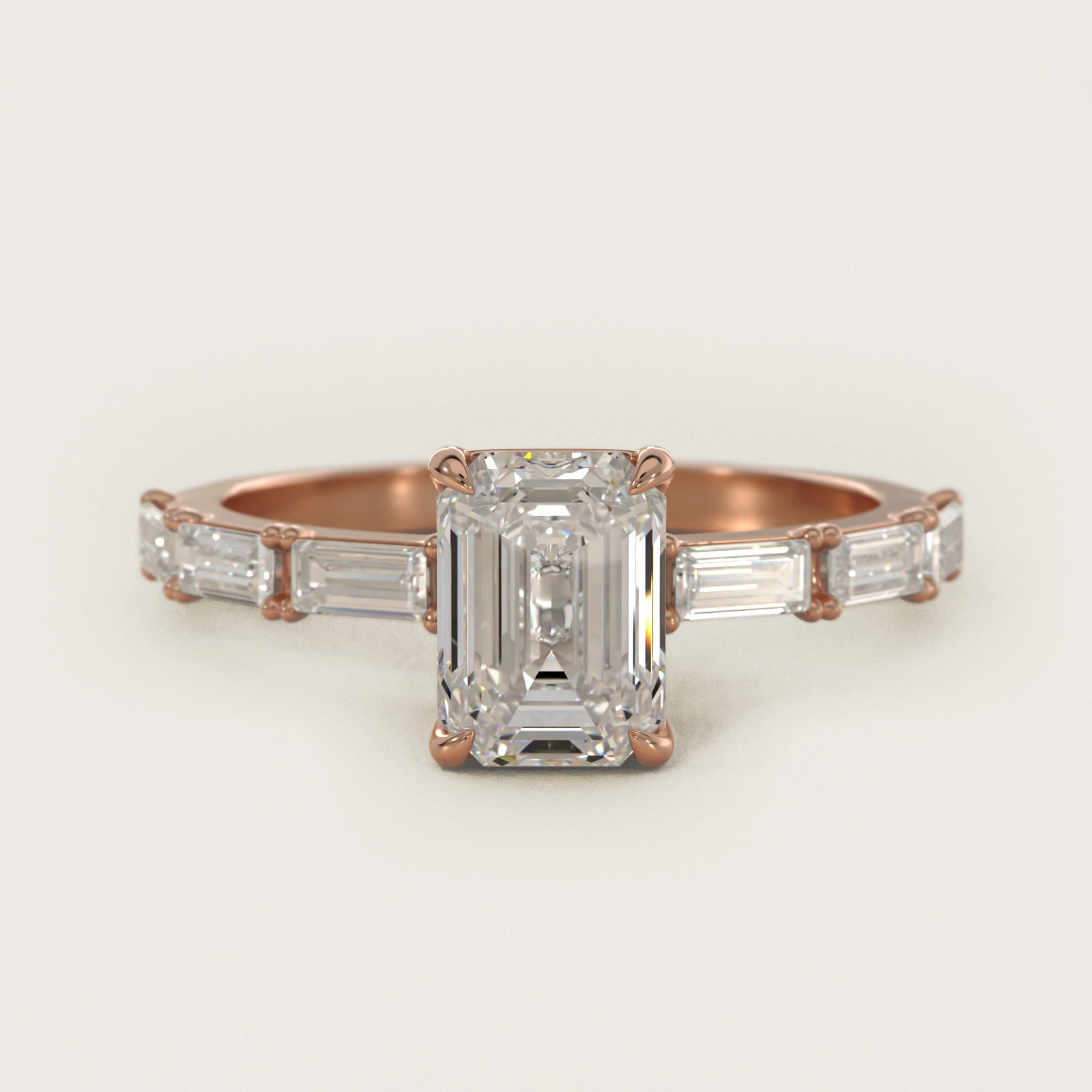 Floating Diamond Line Side Stone Engagement Ring In 18k Rose Gold By James Allen - Emerald Center