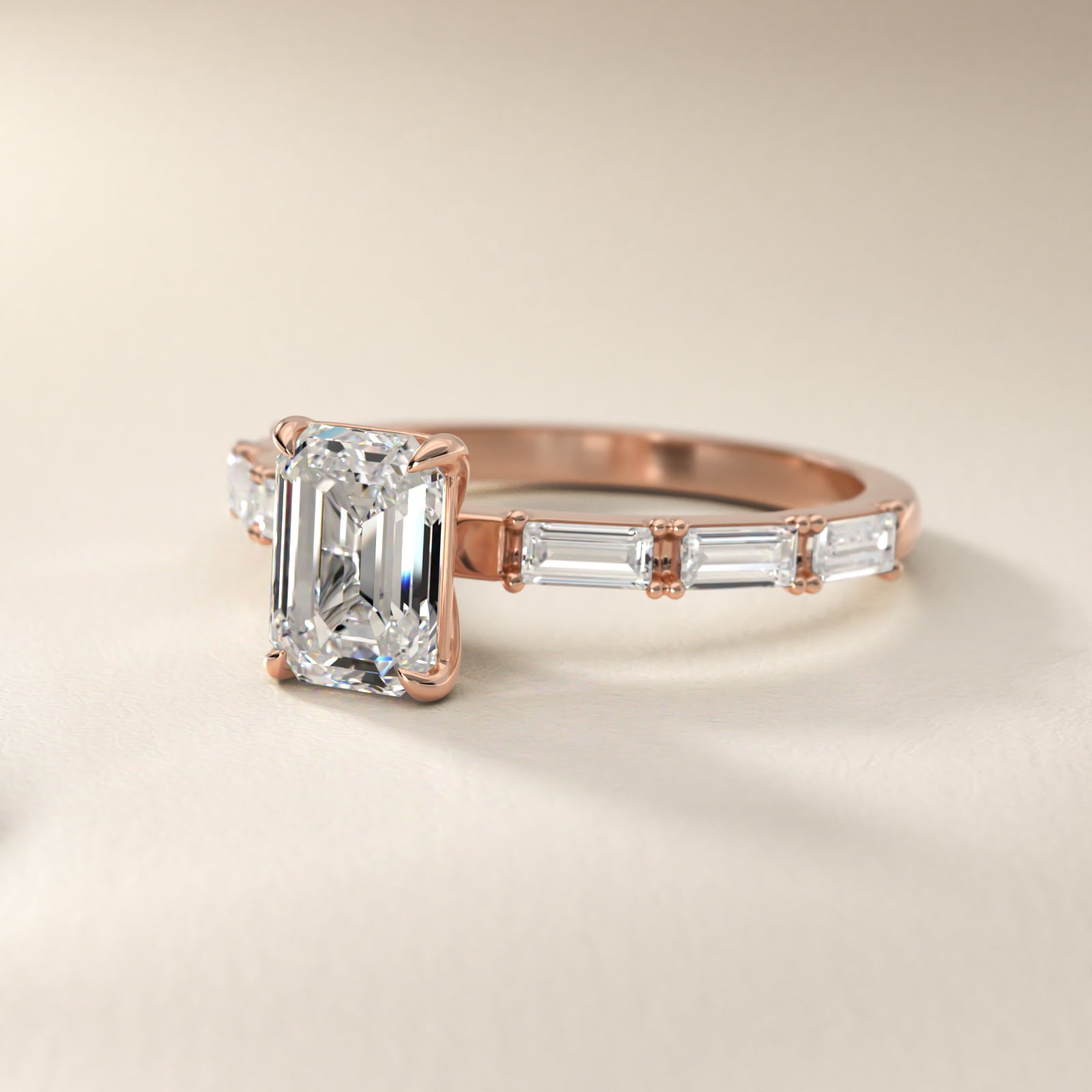Floating Diamond Line Side Stone Engagement Ring In 18k Rose Gold By James Allen - Emerald Center