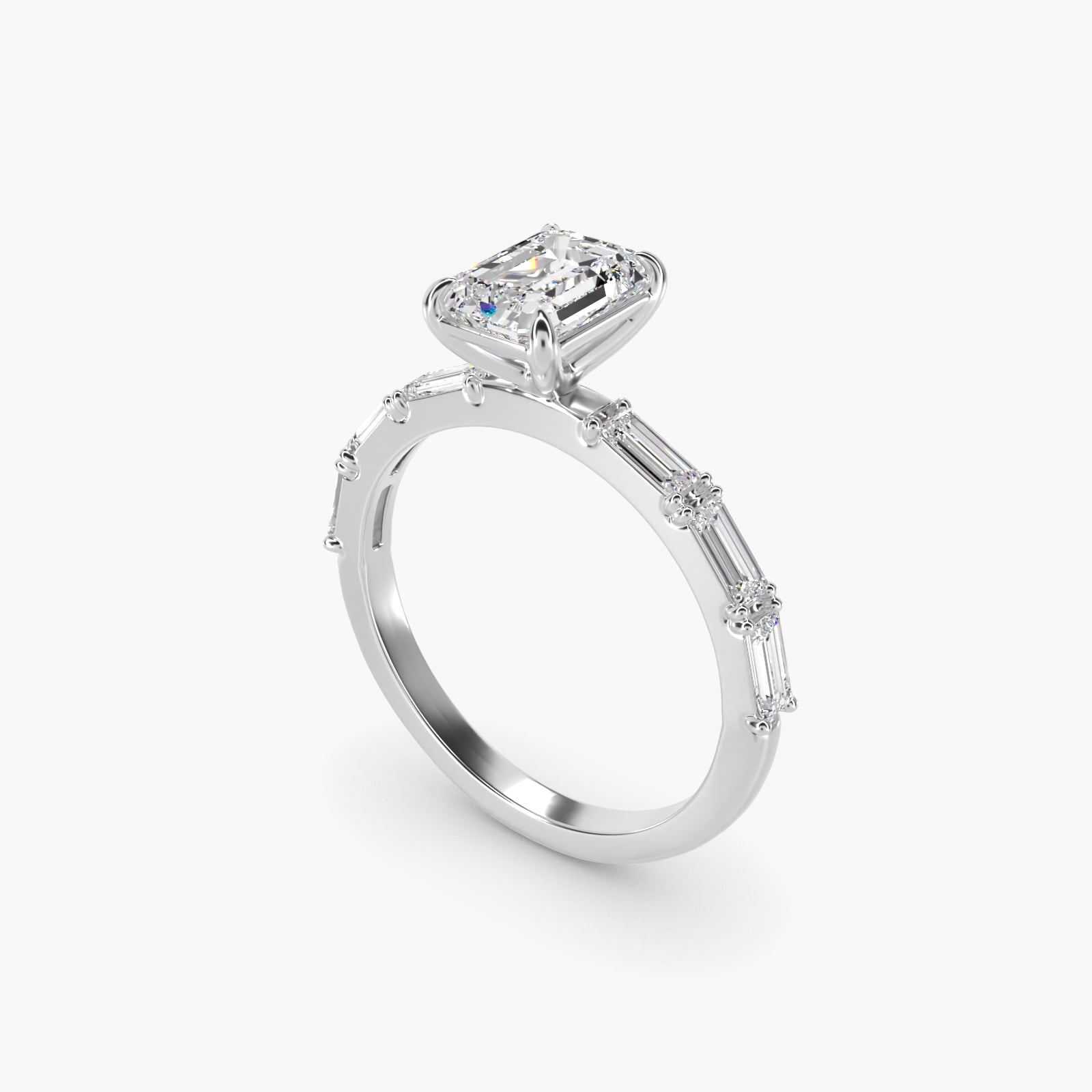 Floating Diamond Line Side Stone Engagement Ring In 14K White Gold By James Allen - Emerald Center