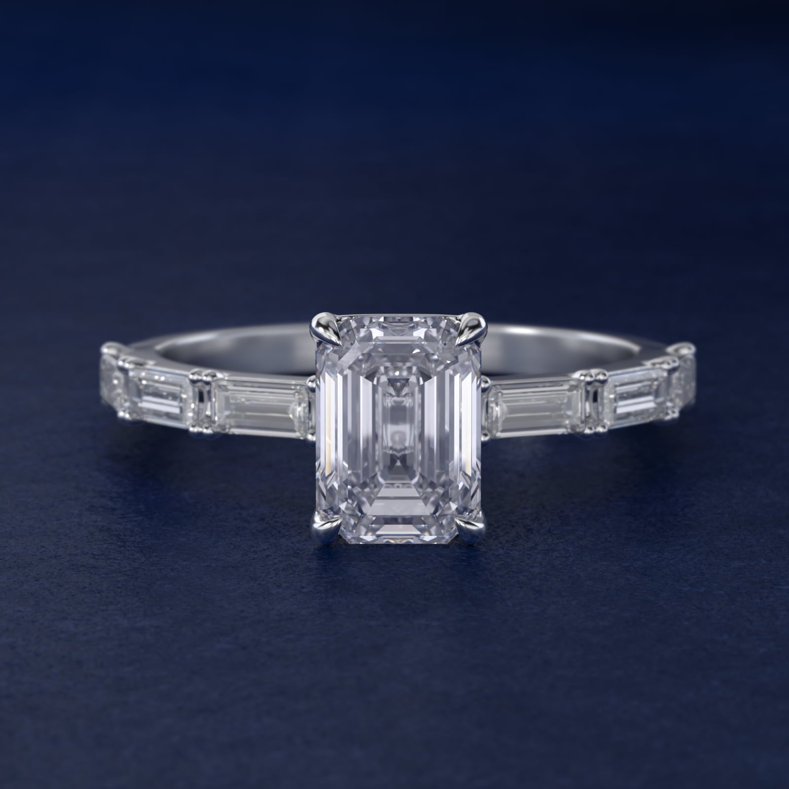 Floating Diamond Line Side Stone Engagement Ring In 14K White Gold By James Allen - Emerald Center