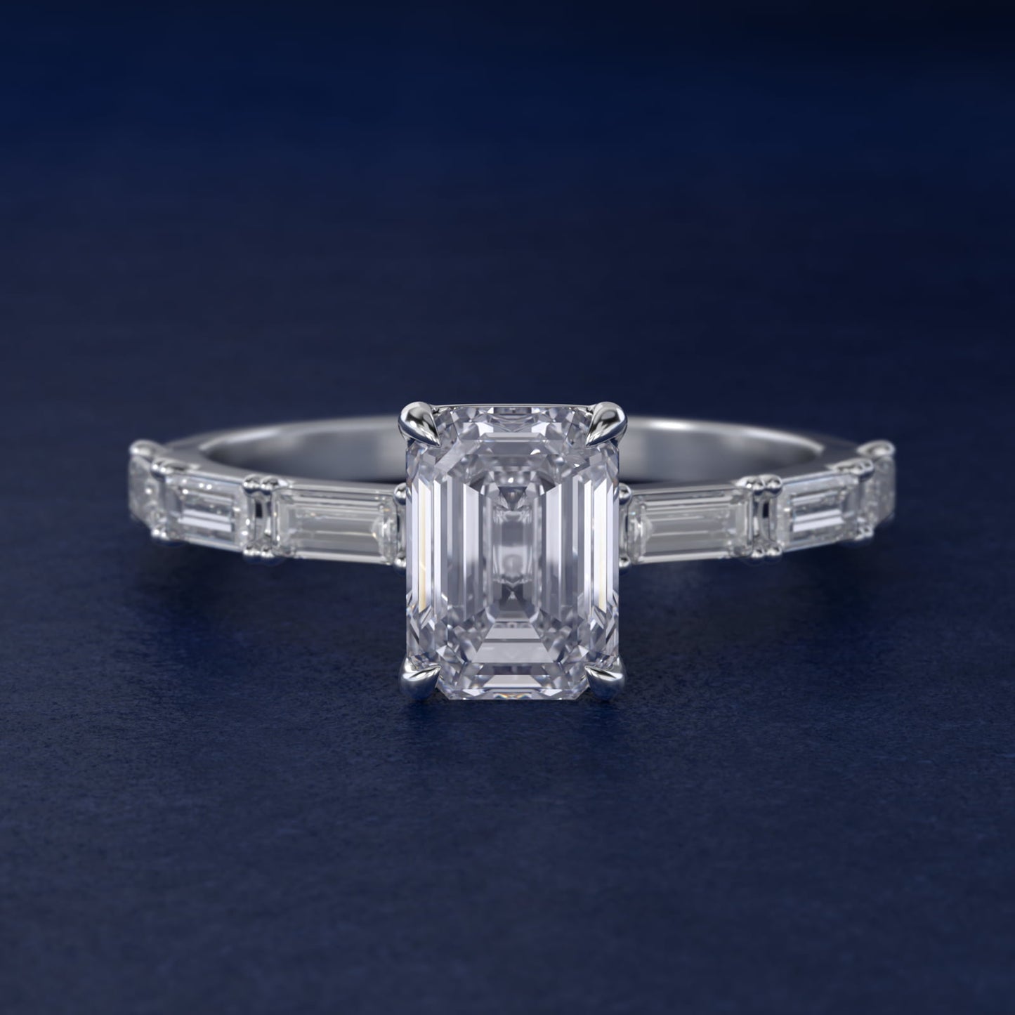 Floating Diamond Line Side Stone Engagement Ring In 18k White Gold By James Allen - Emerald Center