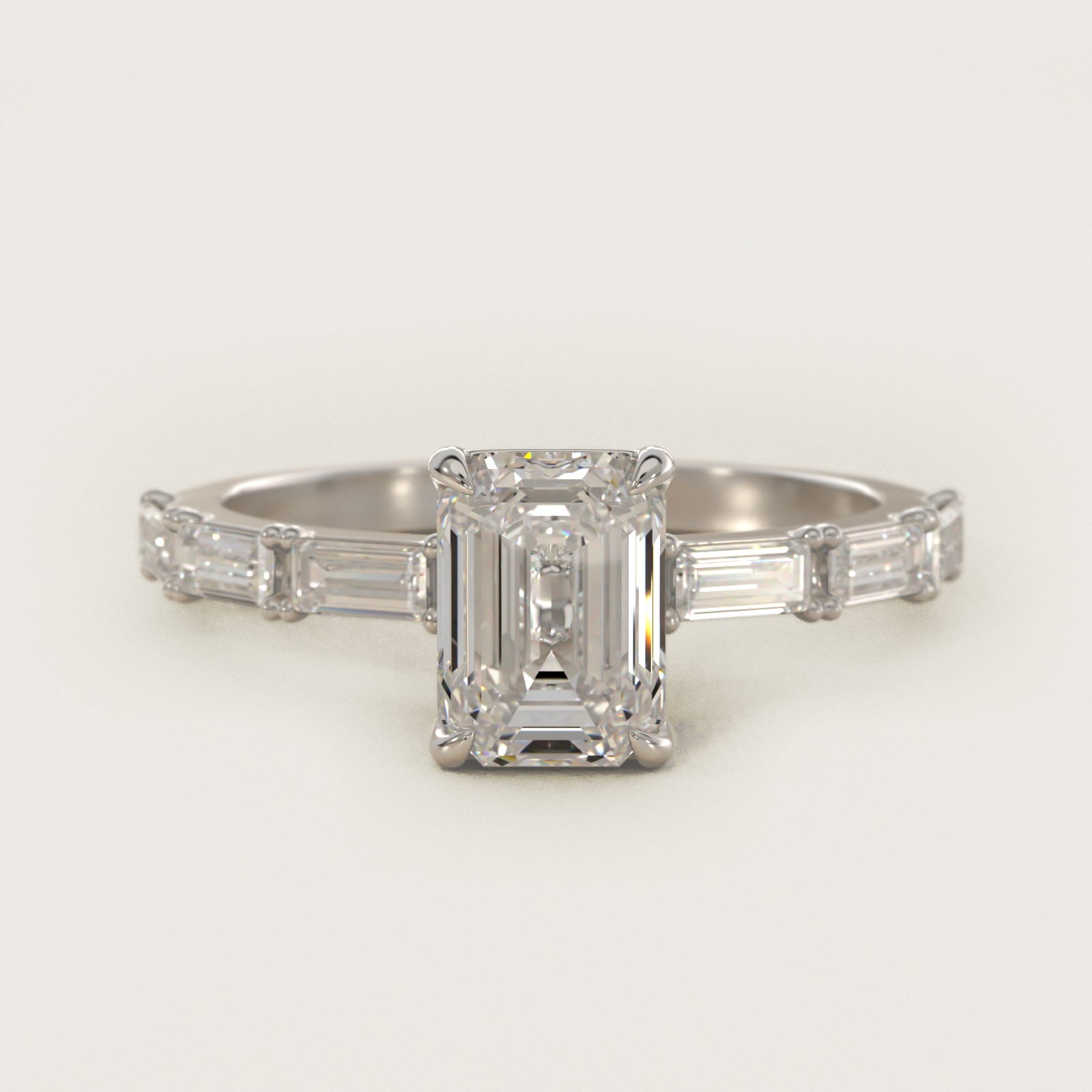 Floating Diamond Line Side Stone Engagement Ring In 18k White Gold By James Allen - Emerald Center