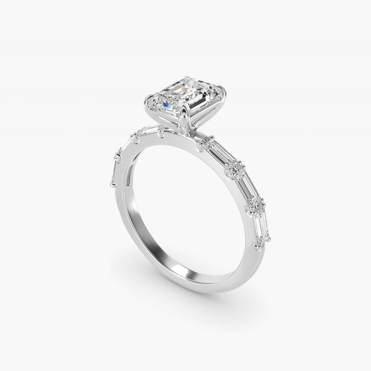 Floating Diamond Line Side Stone Engagement Ring In Platinum By James Allen - Emerald Center