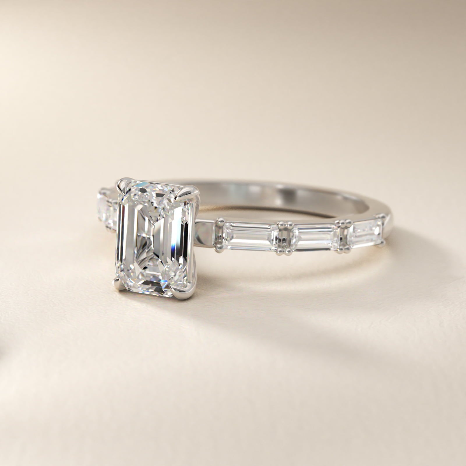 Floating Diamond Line Side Stone Engagement Ring In Platinum By James Allen - Emerald Center