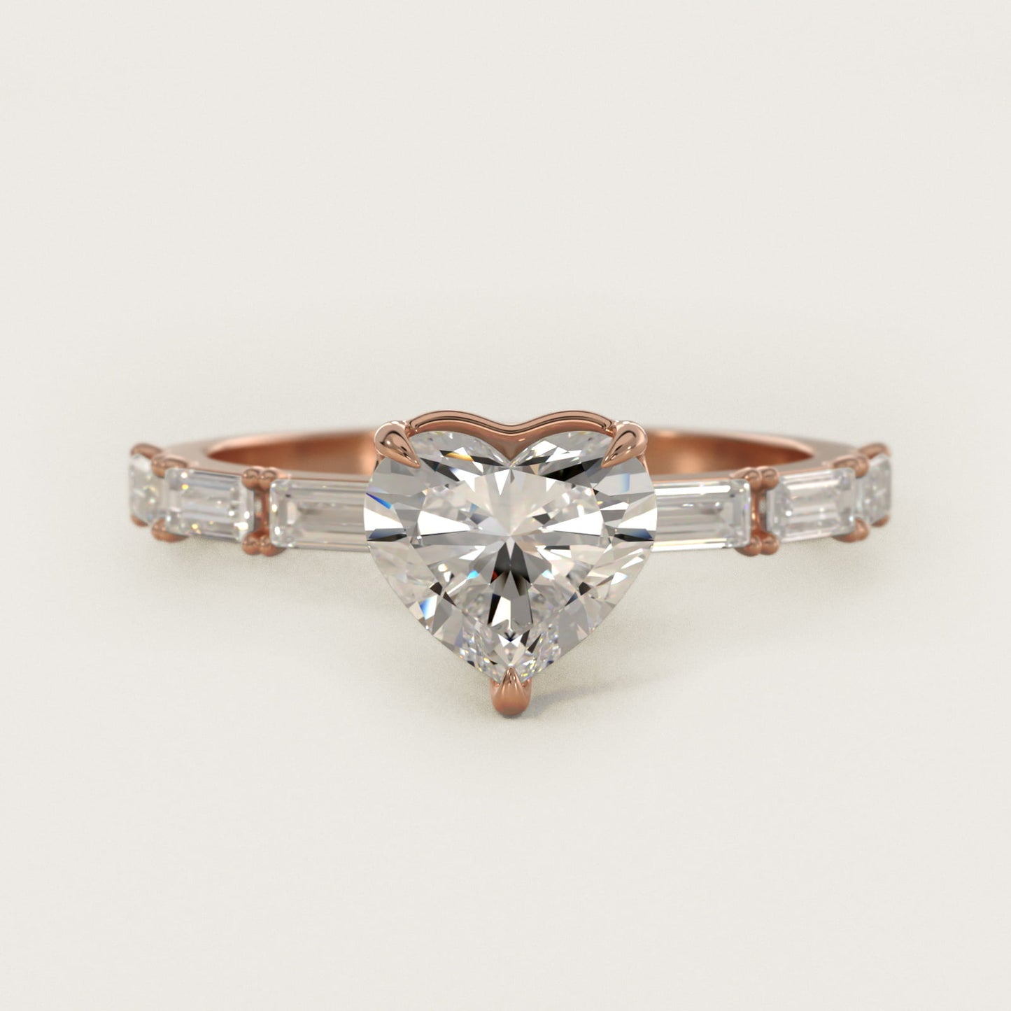 Floating Diamond Line Side Stone Engagement Ring In 18k Rose Gold By James Allen - Heart Center