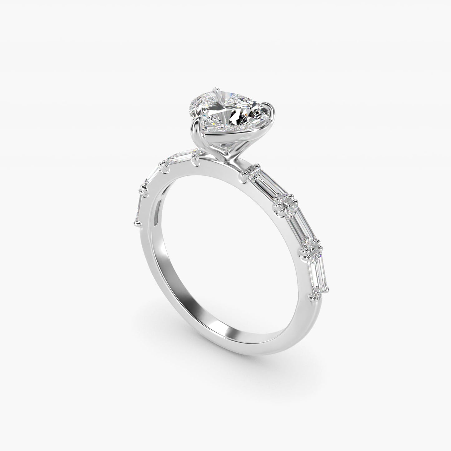 Floating Diamond Line Side Stone Engagement Ring In 18k White Gold By James Allen - Heart Center