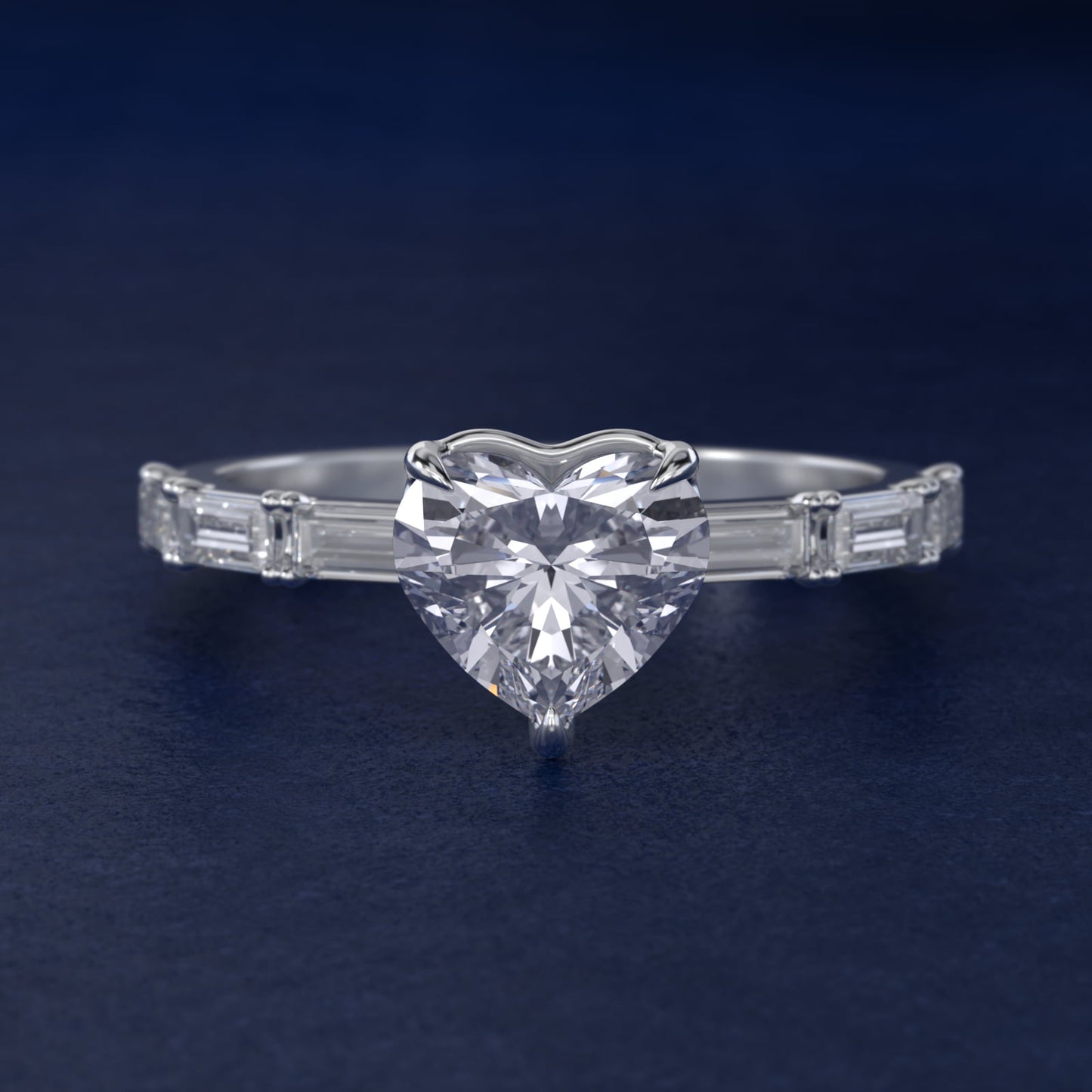 Floating Diamond Line Side Stone Engagement Ring In 14K White Gold By James Allen - Heart Center