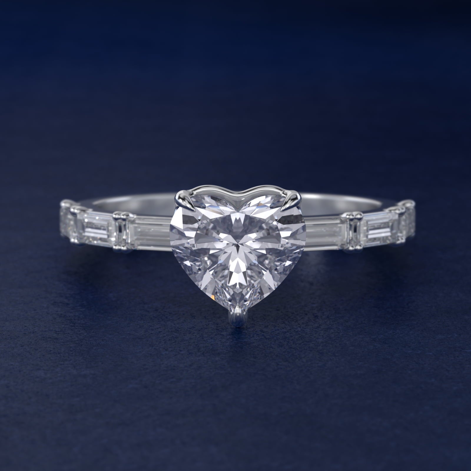 Floating Diamond Line Side Stone Engagement Ring In 14K White Gold By James Allen - Heart Center