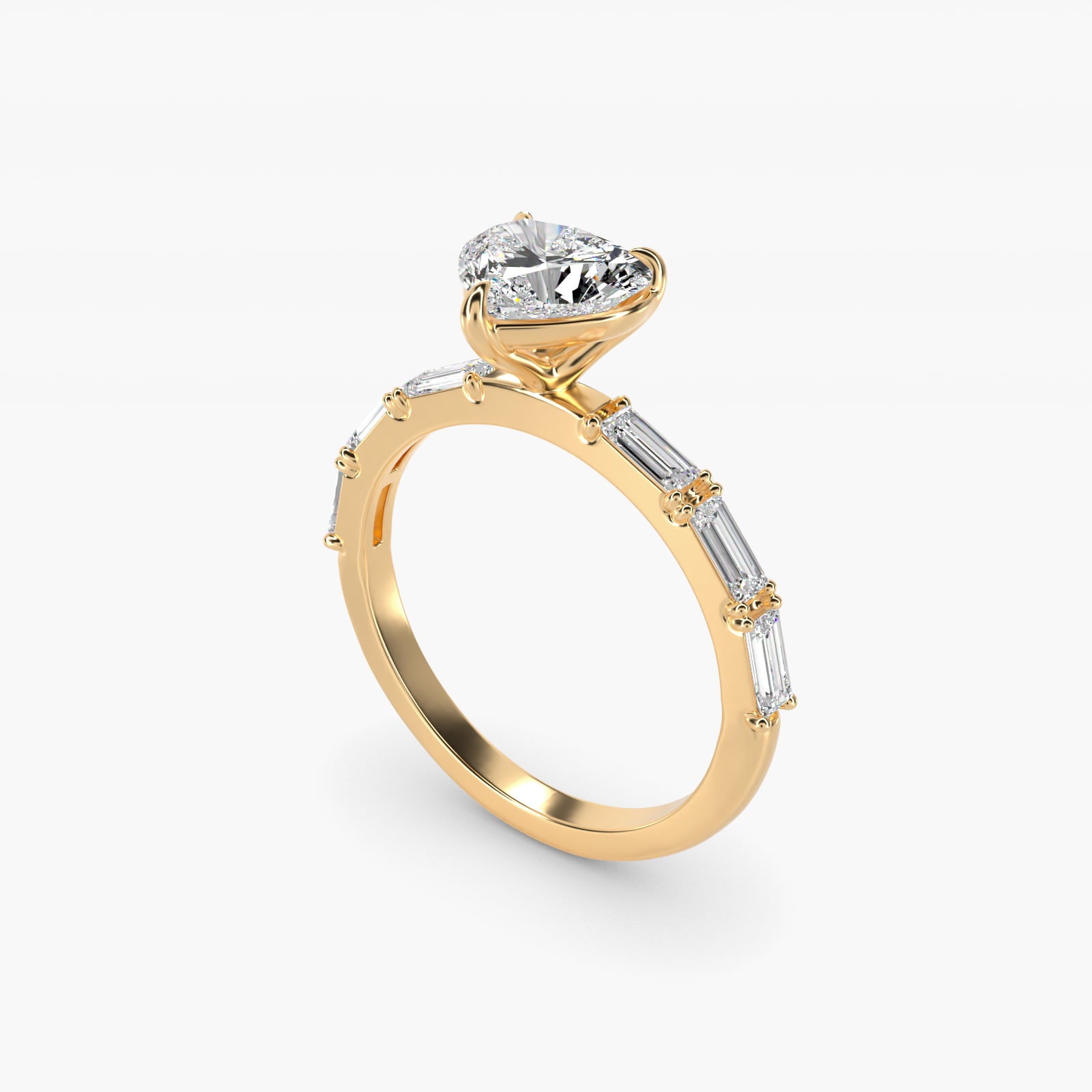 Floating Diamond Line Side Stone Engagement Ring In 18k Yellow Gold By James Allen - Heart Center