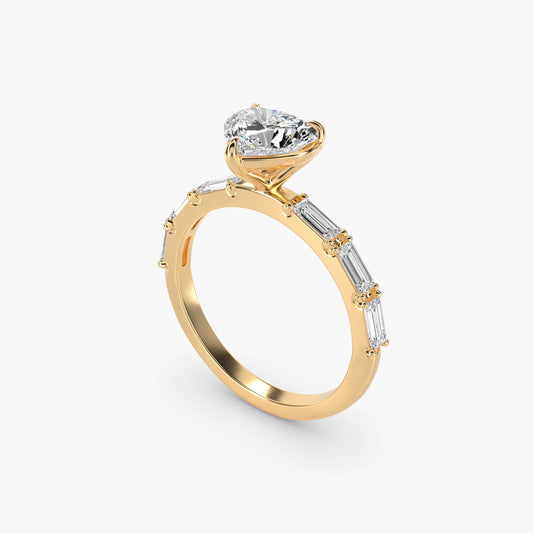 Floating Diamond Line Side Stone Engagement Ring In 18k Yellow Gold By James Allen - Heart Center