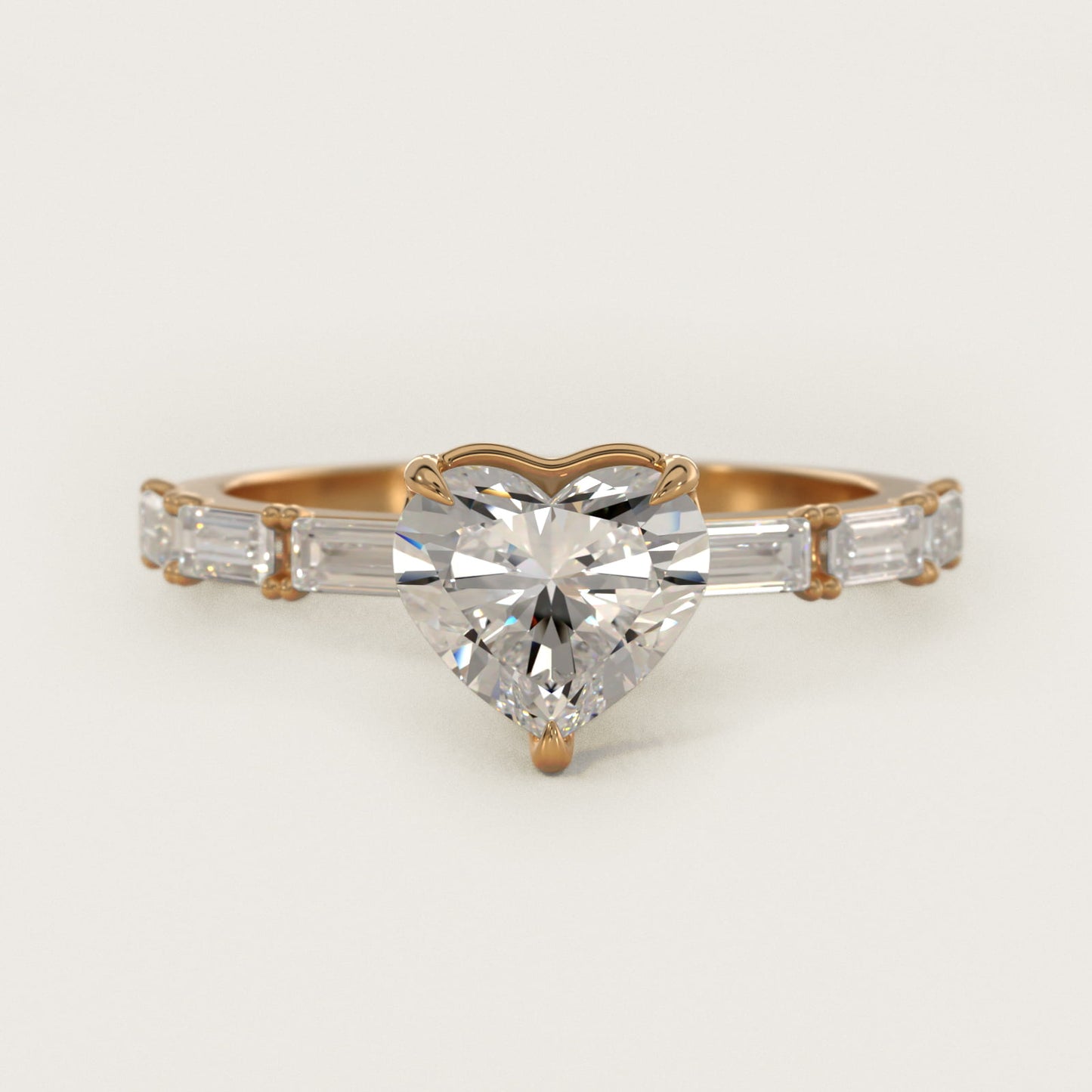 Floating Diamond Line Side Stone Engagement Ring In 18k Yellow Gold By James Allen - Heart Center
