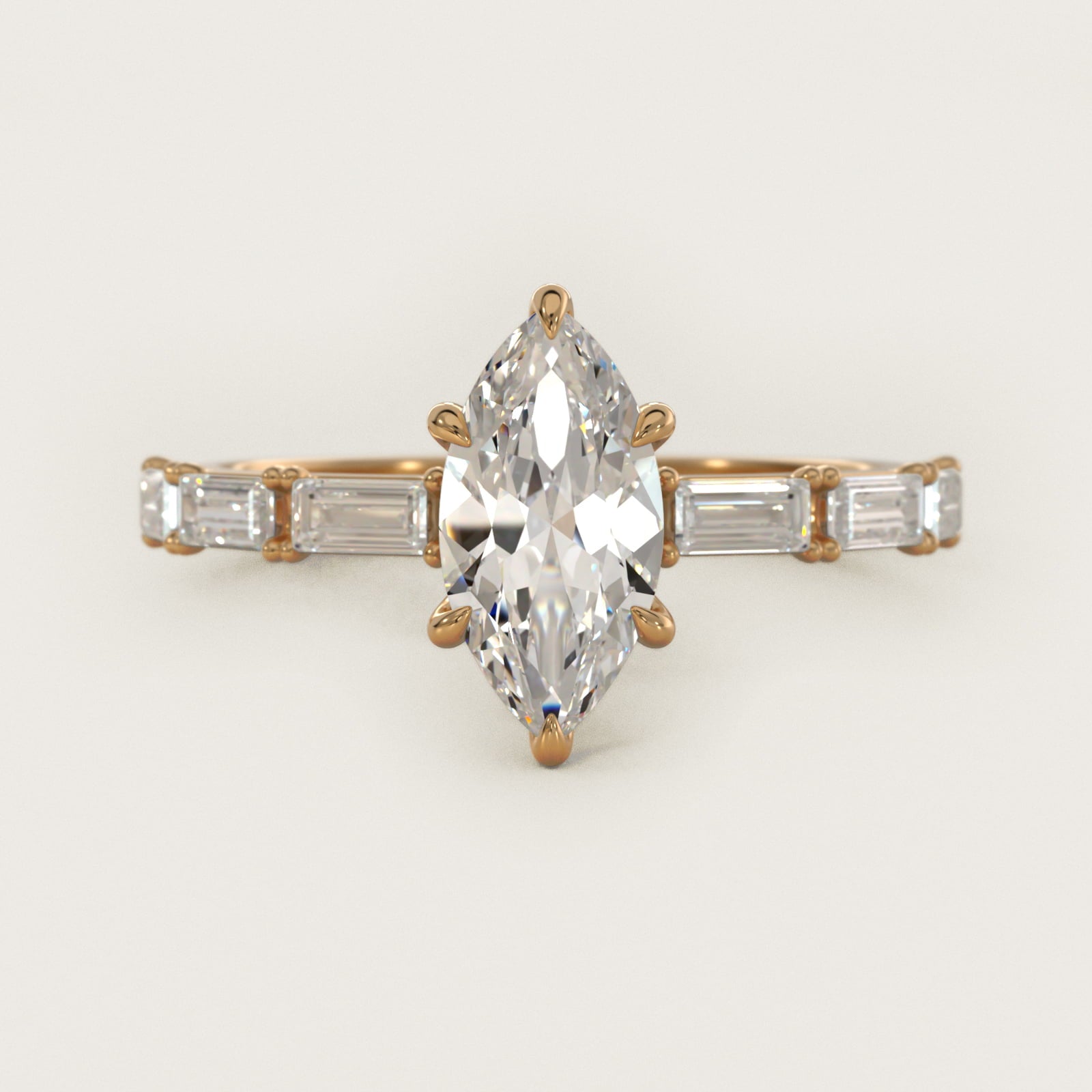 Floating Diamond Line Side Stone Engagement Ring In 14K Yellow Gold By James Allen - Marquise Center