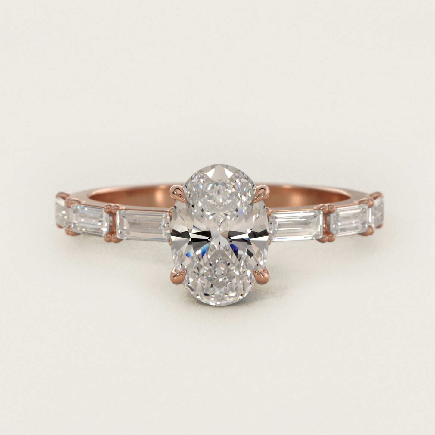 Floating Diamond Line Side Stone Engagement Ring In 14K Rose Gold By James Allen - Oval Center