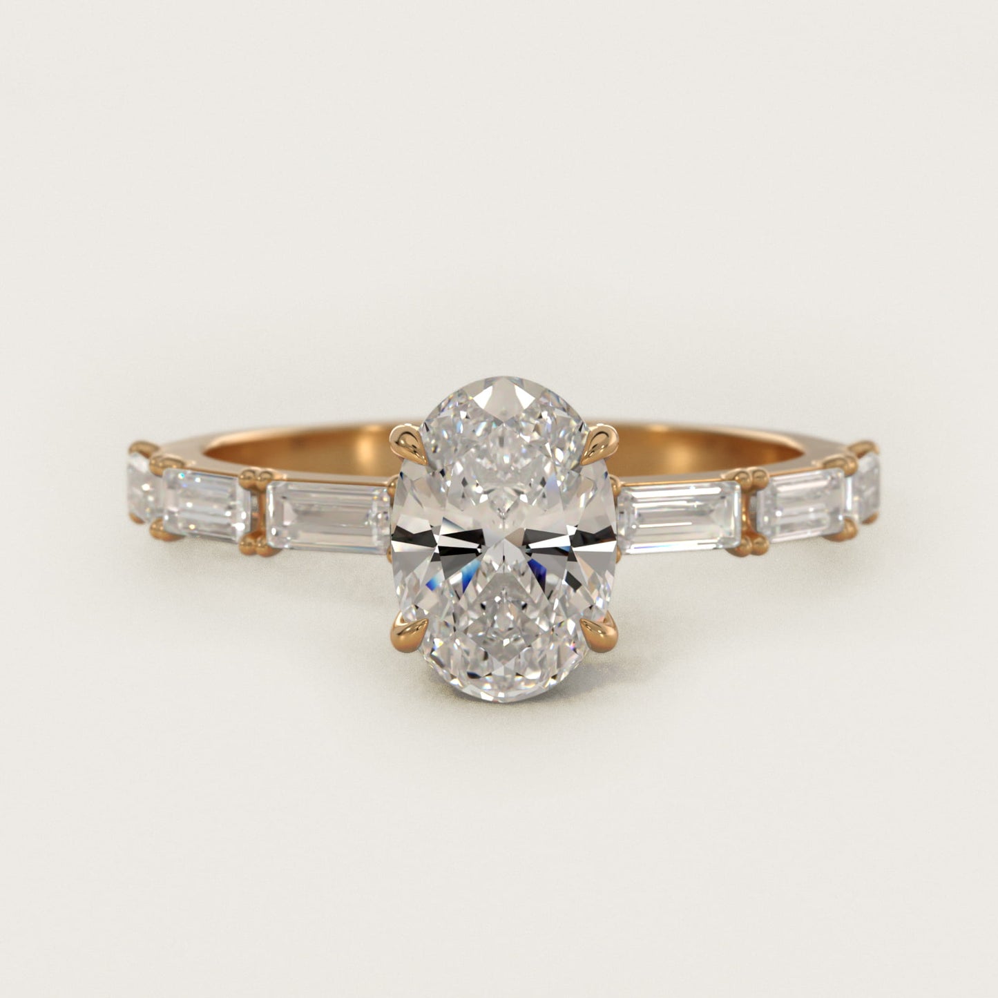 Floating Diamond Line Side Stone Engagement Ring In 14K Yellow Gold By James Allen - Oval Center