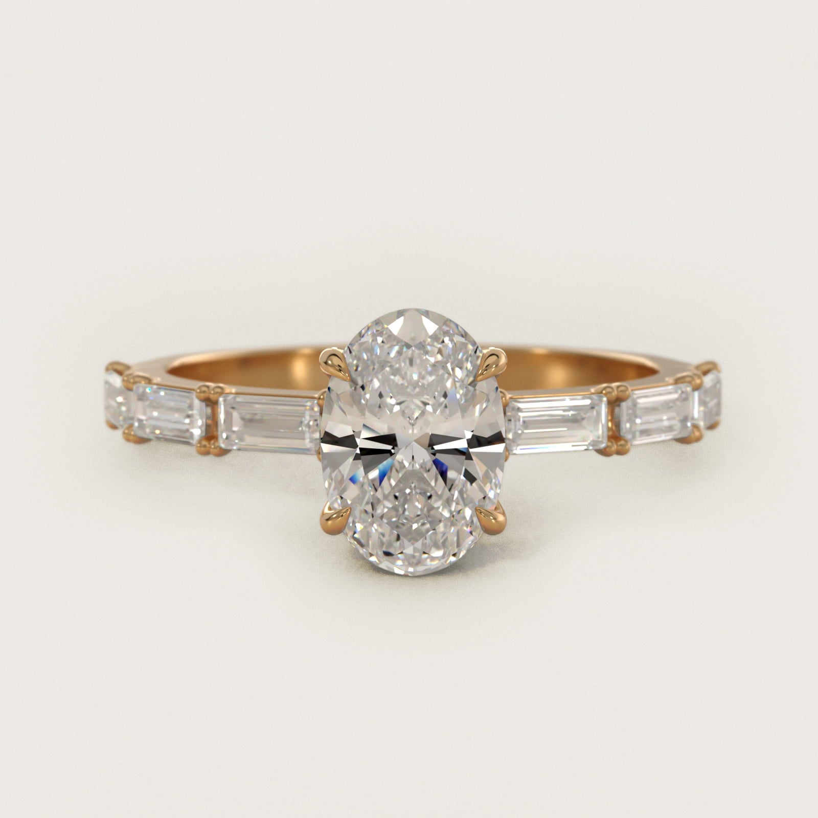 Floating Diamond Line Side Stone Engagement Ring In 14K Yellow Gold By James Allen - Oval Center