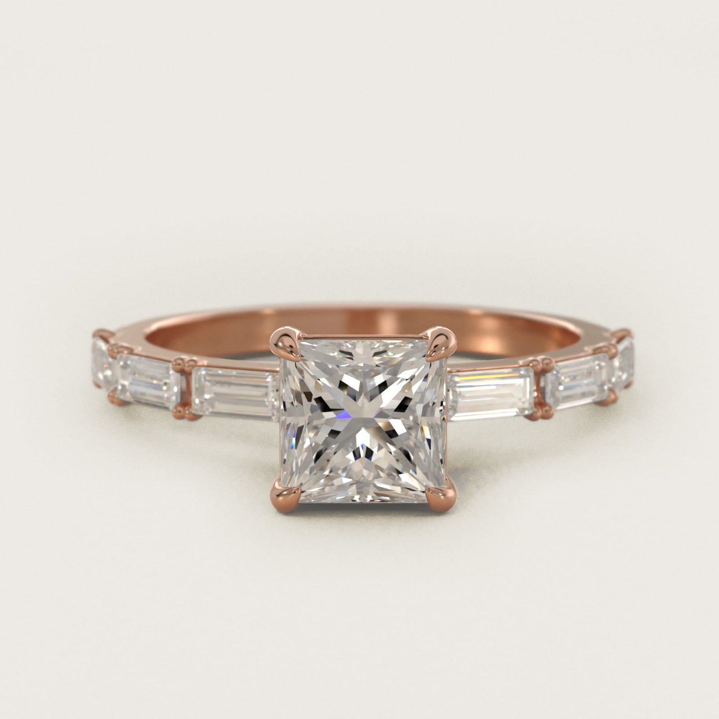 Floating Diamond Line Side Stone Engagement Ring In 14K Rose Gold By James Allen - Princess Center