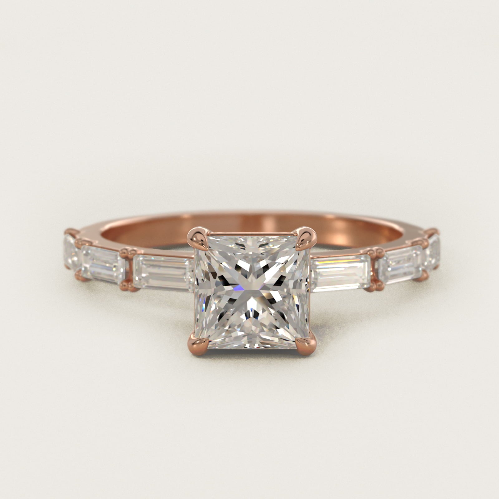 Floating Diamond Line Side Stone Engagement Ring In 14K Rose Gold By James Allen - Princess Center