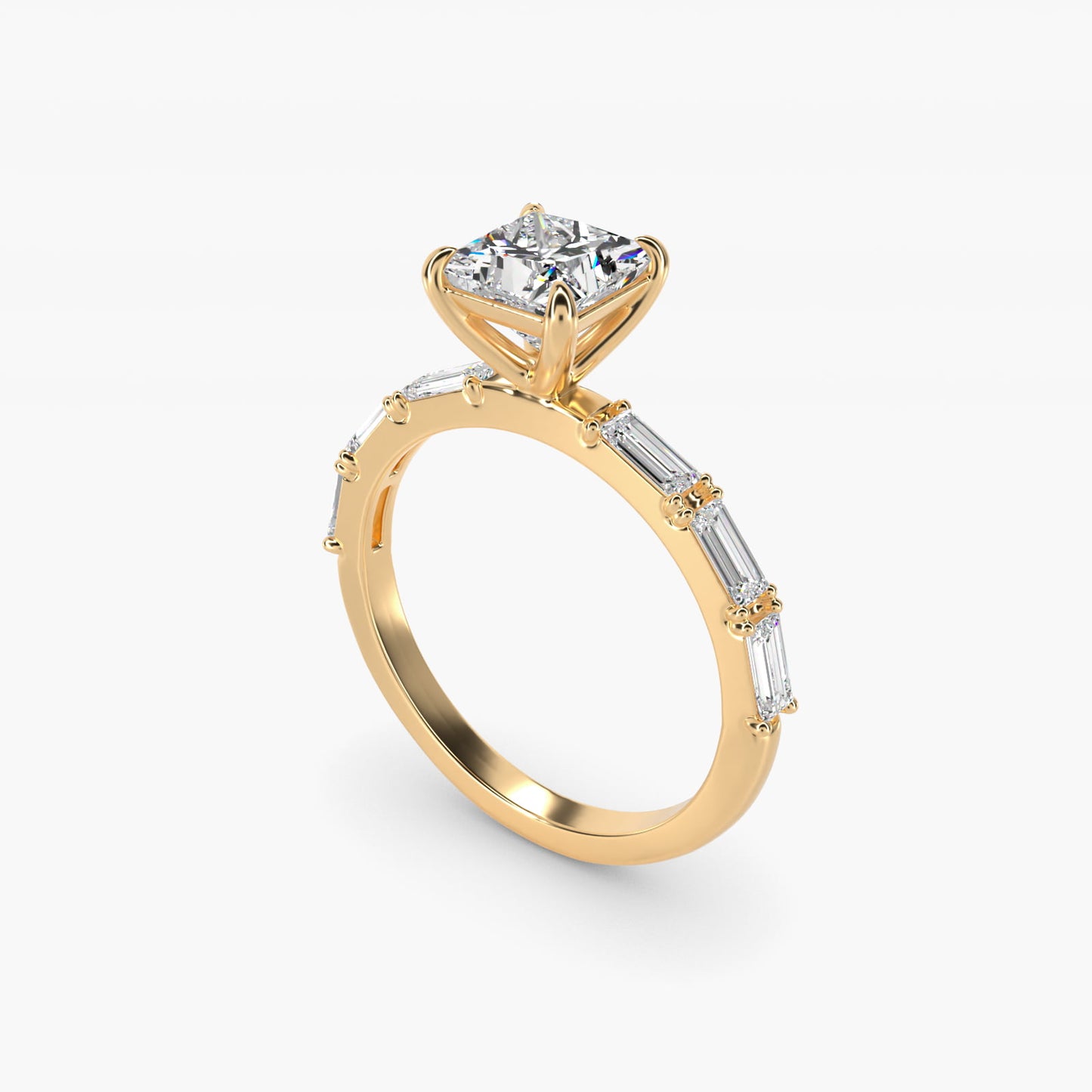 Floating Diamond Line Side Stone Engagement Ring In 14K Yellow Gold By James Allen - Princess Center