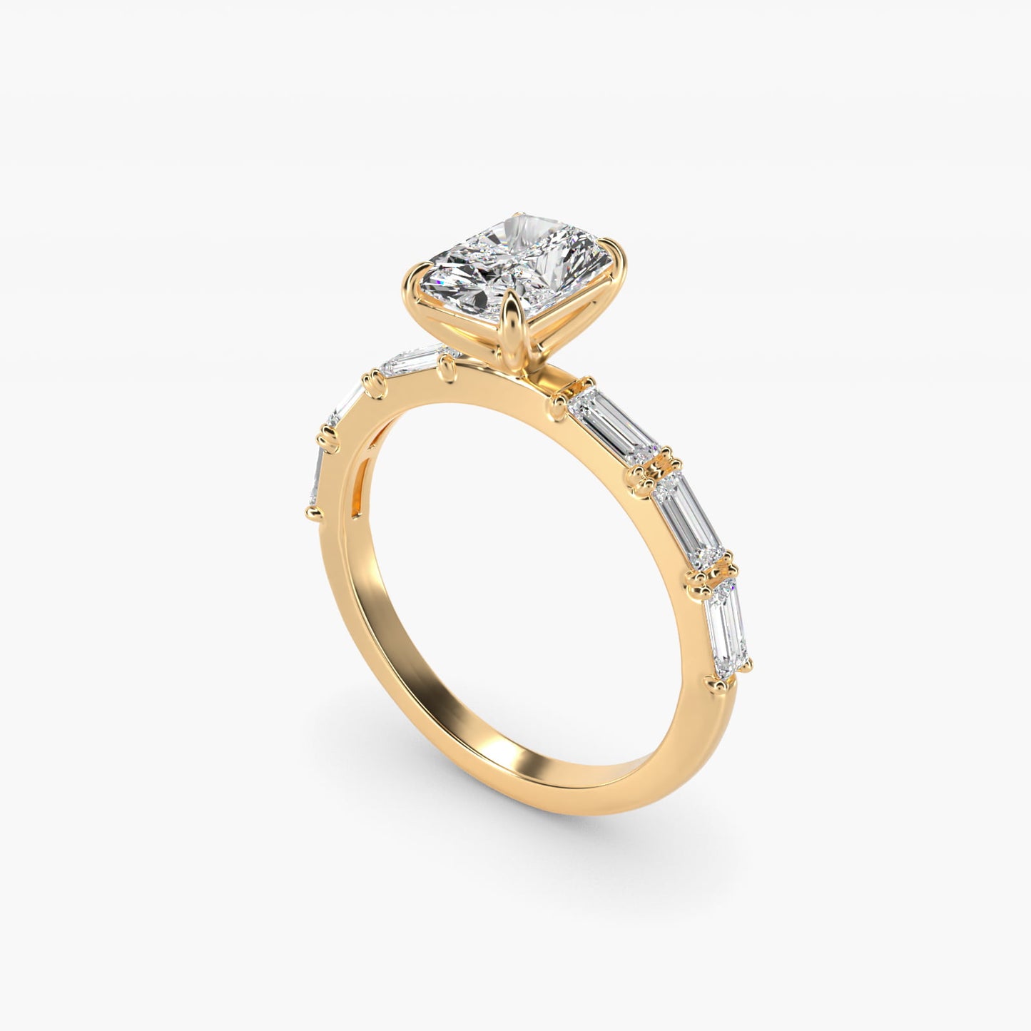 Floating Diamond Line Side Stone Engagement Ring In 18k Yellow Gold By James Allen - Radiant Center