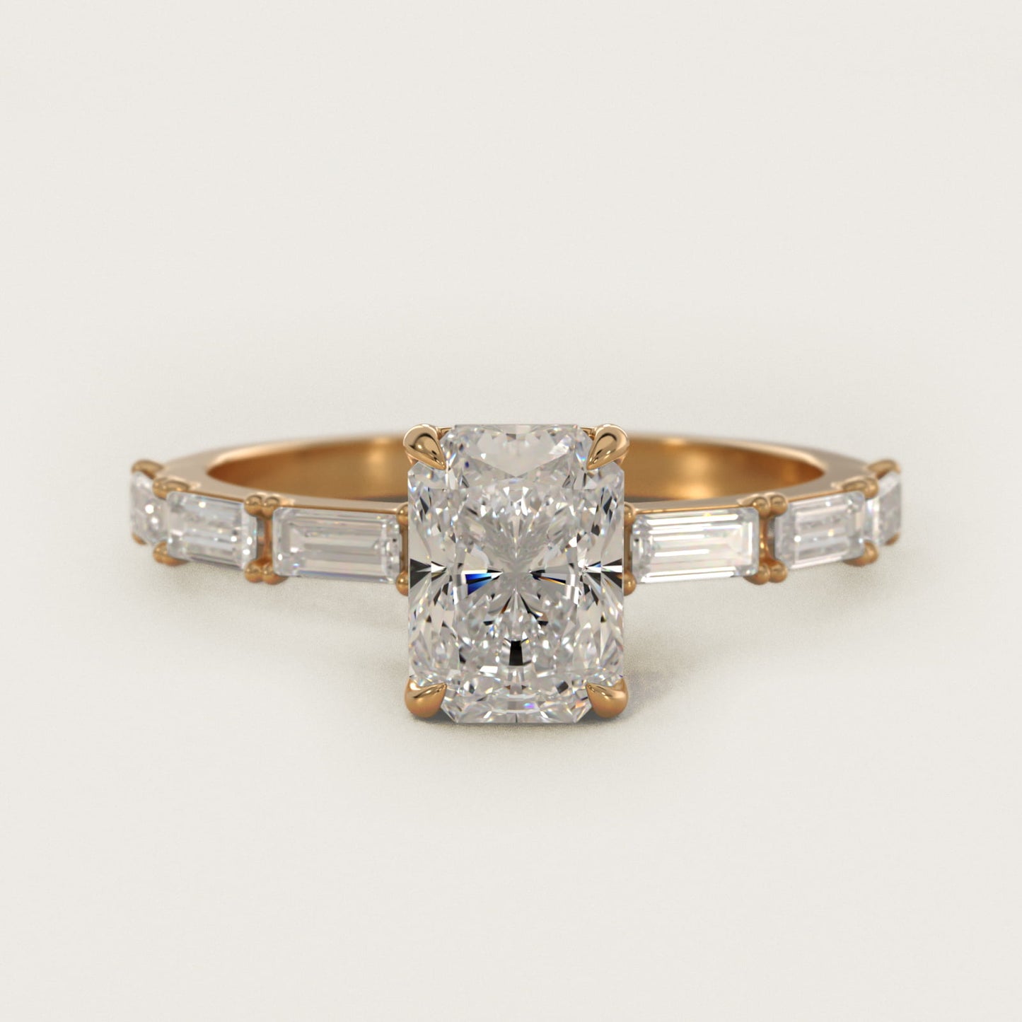 Floating Diamond Line Side Stone Engagement Ring In 18k Yellow Gold By James Allen - Radiant Center