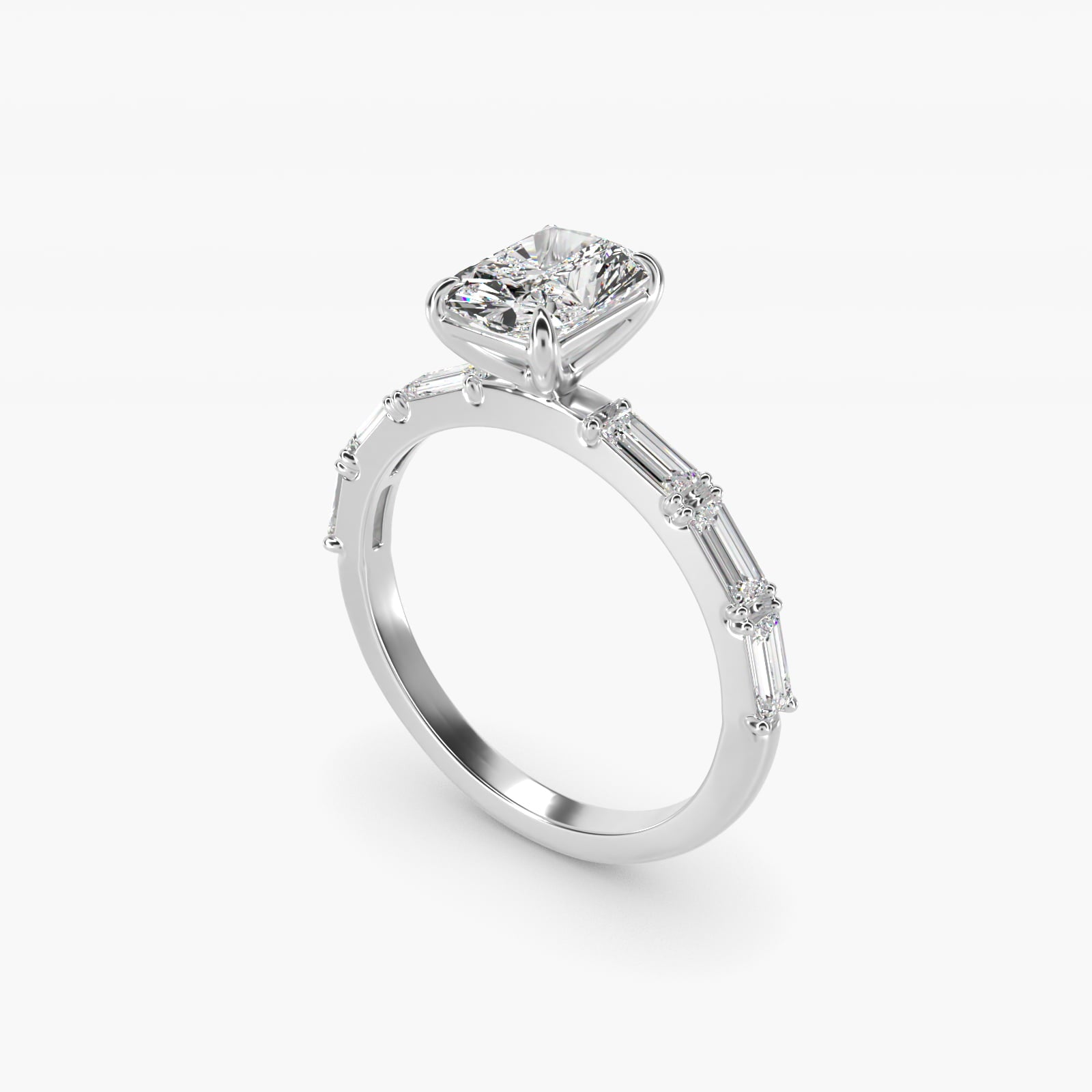 Floating Diamond Line Side Stone Engagement Ring In Platinum By James Allen - Radiant Center