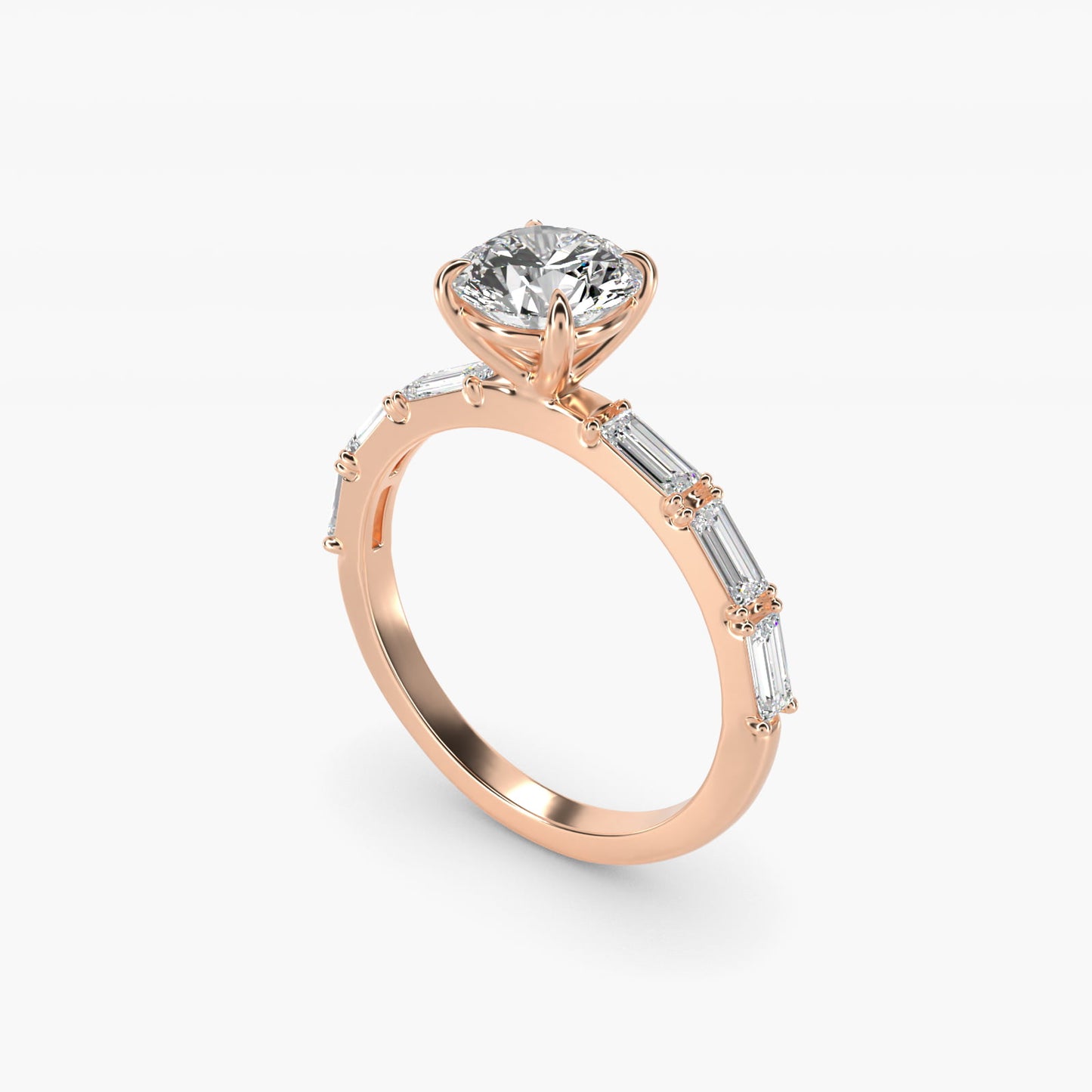 Floating Diamond Line Side Stone Engagement Ring In 14K Rose Gold By James Allen - Round Center