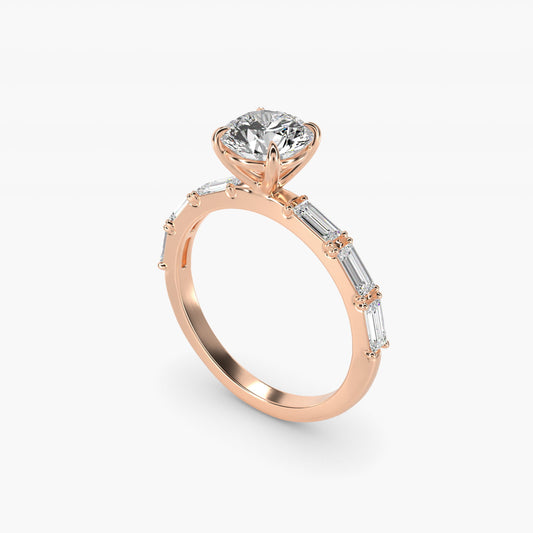 Floating Diamond Line Side Stone Engagement Ring In 14K Rose Gold By James Allen - Round Center