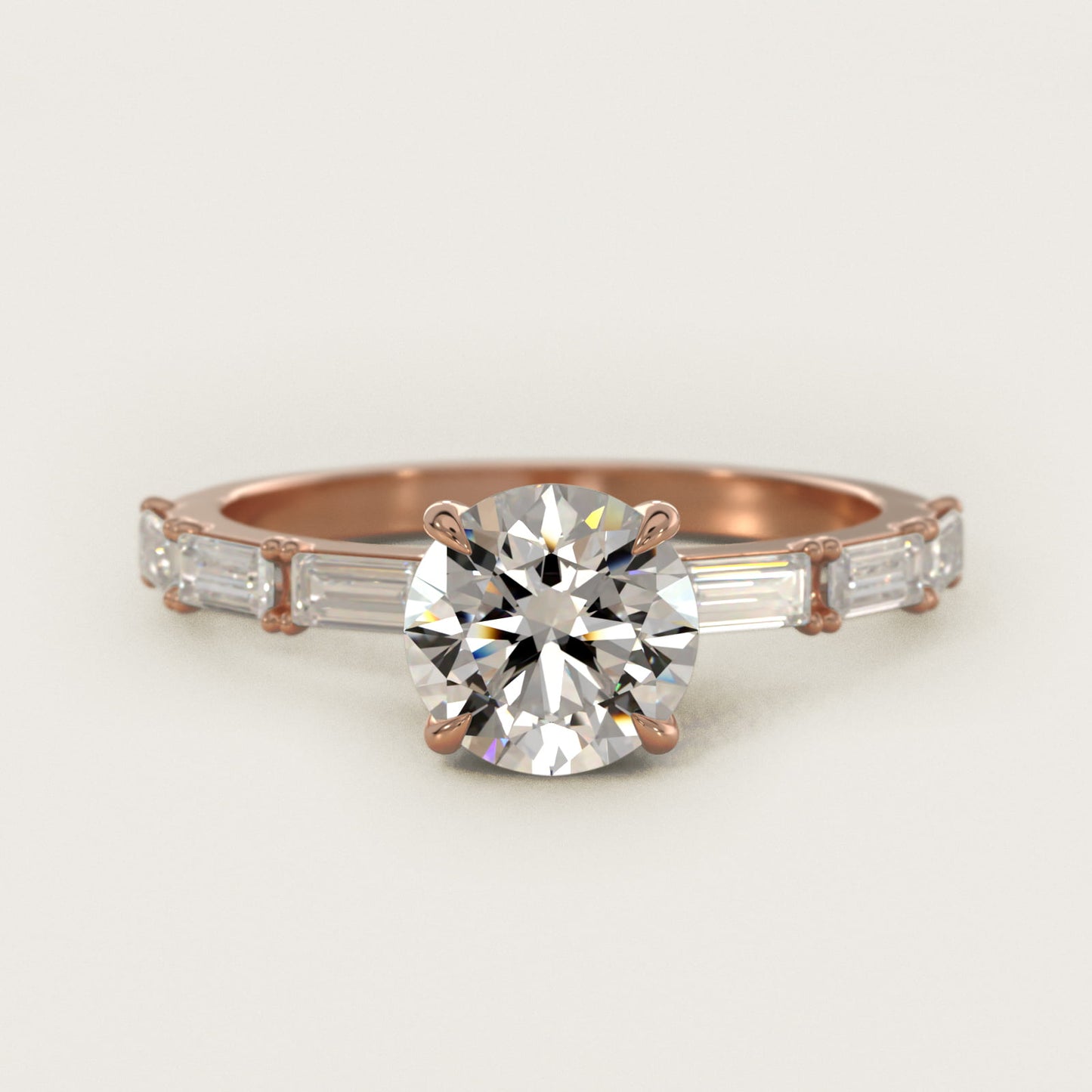 Floating Diamond Line Side Stone Engagement Ring In 18k Rose Gold By James Allen - Round Center