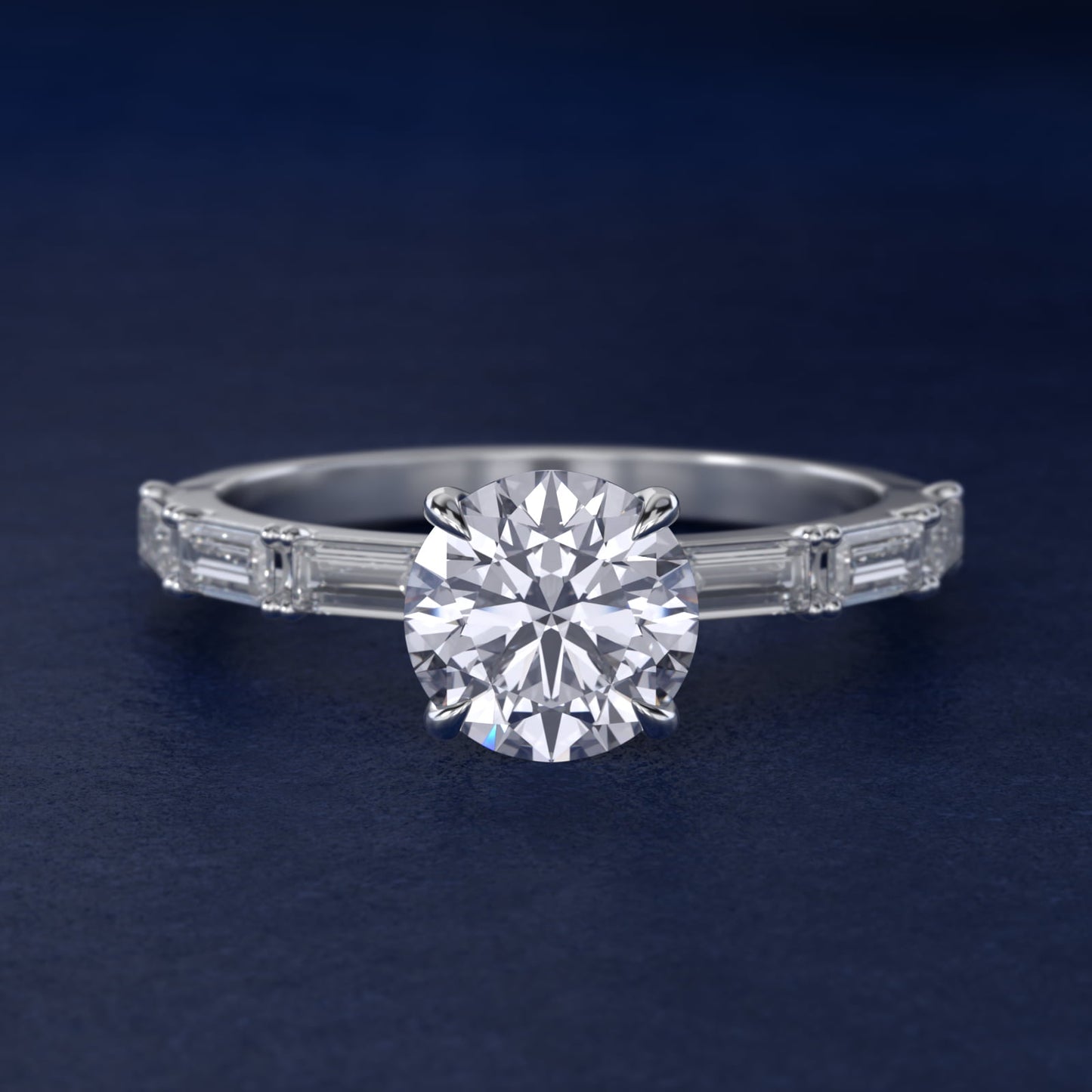 Floating Diamond Line Side Stone Engagement Ring In 14K White Gold By James Allen - Round Center
