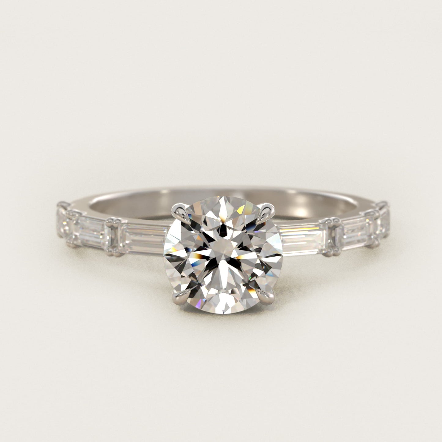 Floating Diamond Line Side Stone Engagement Ring In 14K White Gold By James Allen - Round Center