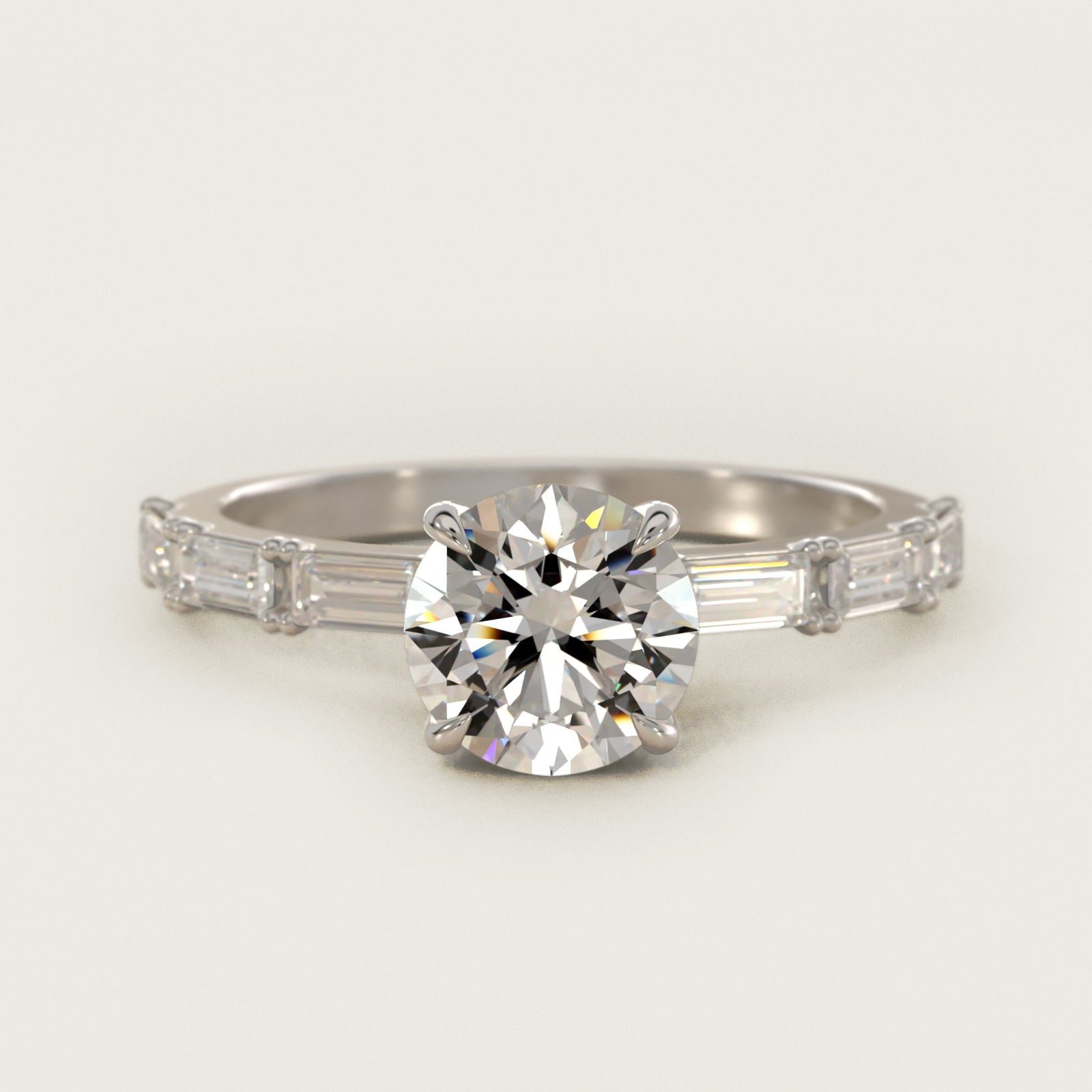 Floating Diamond Line Side Stone Engagement Ring In 18k White Gold By James Allen - Round Center